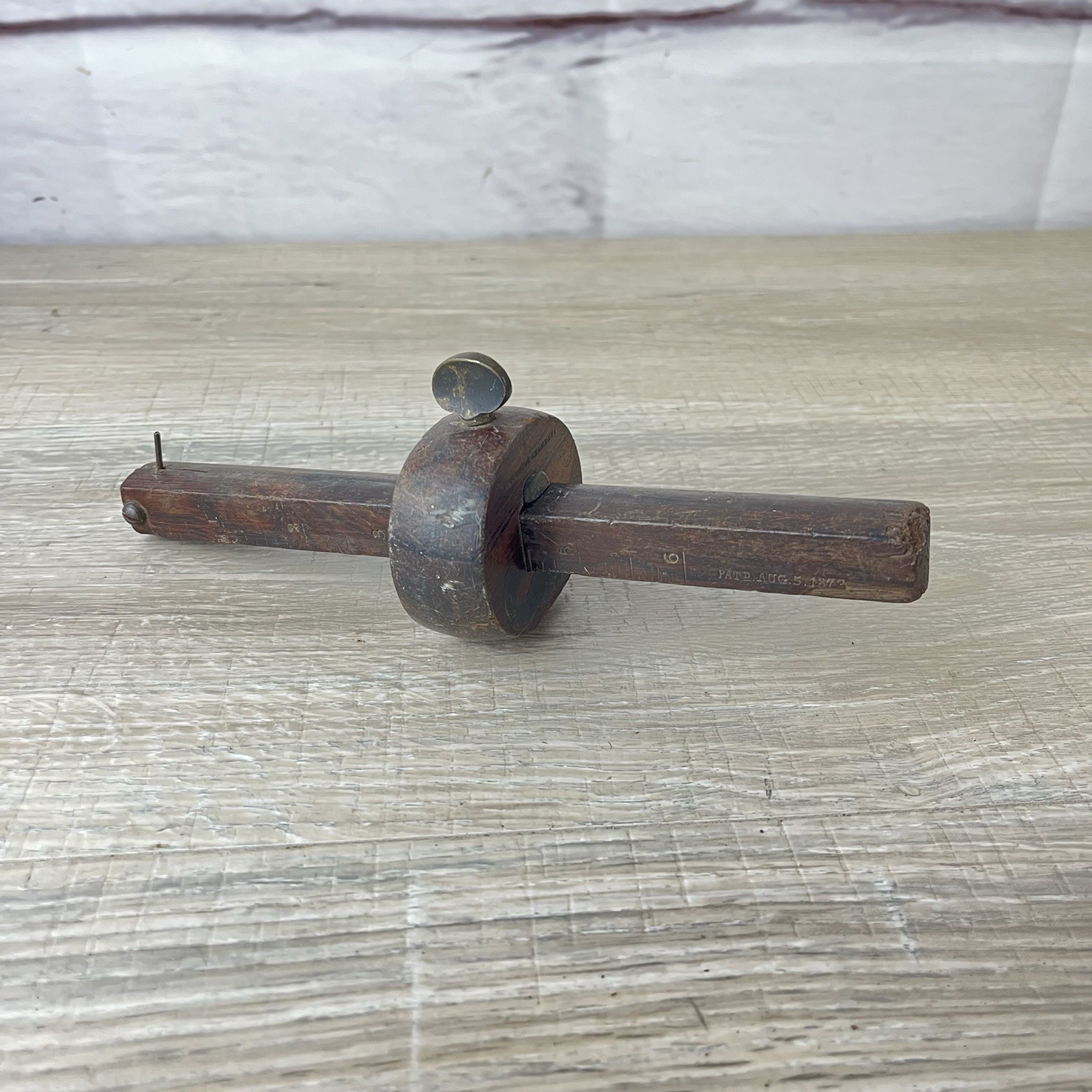 ATQ Vtg Rosewood & Brass Mortise Marking Gauge Scribe Woodworking Tool Pat 1872 ATQ Vtg Rosewood & Brass Mortise Marking Gauge Scribe Woodworking Tool Pat 1872