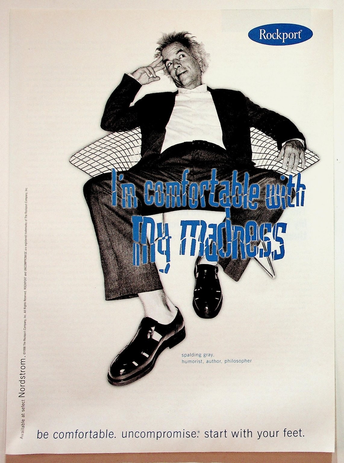 Vintage 1998 Rockport Shoes Magazine Ad Spalding Gray Nordstrom "My Madness" Vintage 1998 Rockport Shoes Magazine Ad Spalding Gray Nordstrom "My Madness"