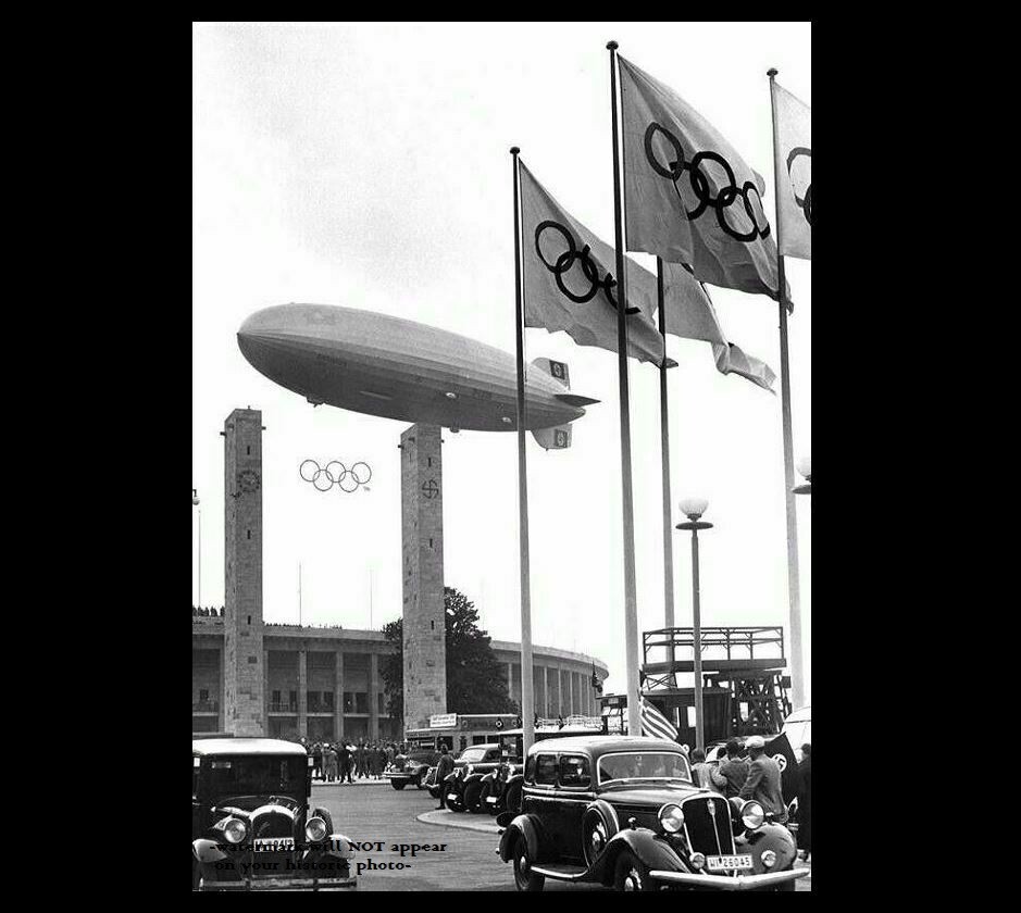 1936 Hindenburg Blimp Over Berlin Olympics PHOTO Airship Zeppelin LZ-129 German 1936 Hindenburg Blimp Over Berlin Olympics PHOTO Airship Zeppelin LZ-129 German