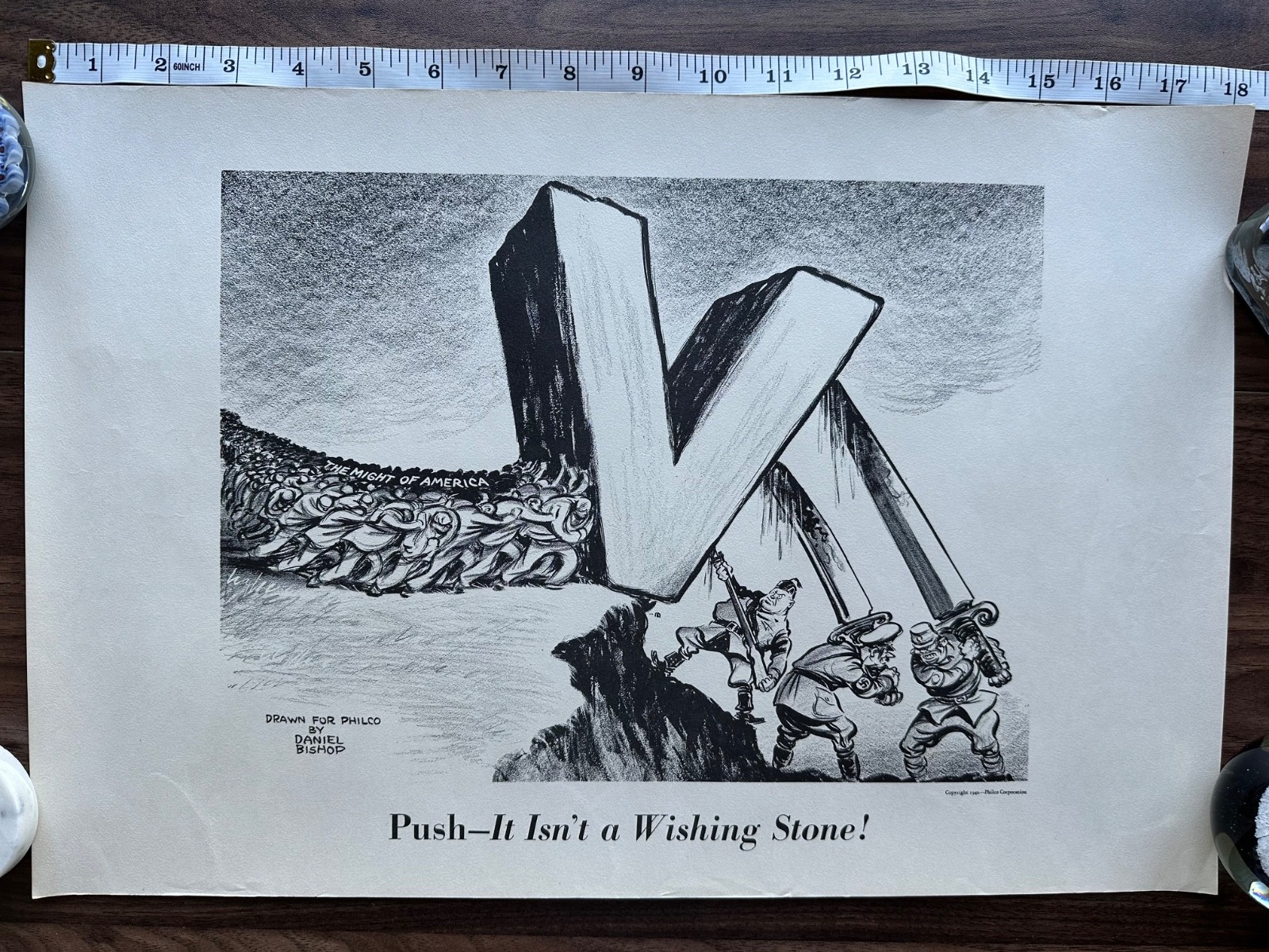 Vintage 1942 WWII World War Two Poster Philco Home Front Daniel Bishop Victory
