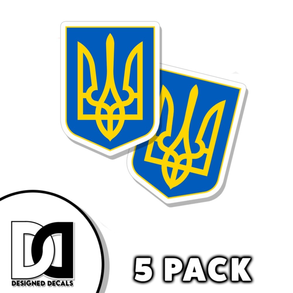 Ukraine Coat of Arms Sticker Self Adhesive 3 inch Ukrainian flag Decals 5pk