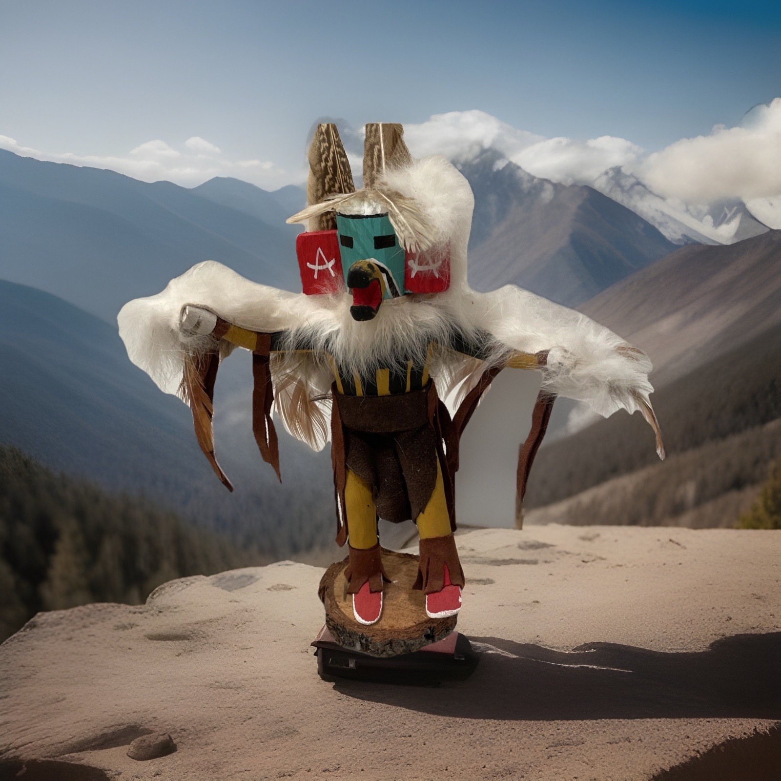 Vintage Navajo Eagle Kachina Doll With Feathers Folk Art Signed S.S. 8in Vintage Navajo Eagle Kachina Doll With Feathers Folk Art Signed S.S. 8in