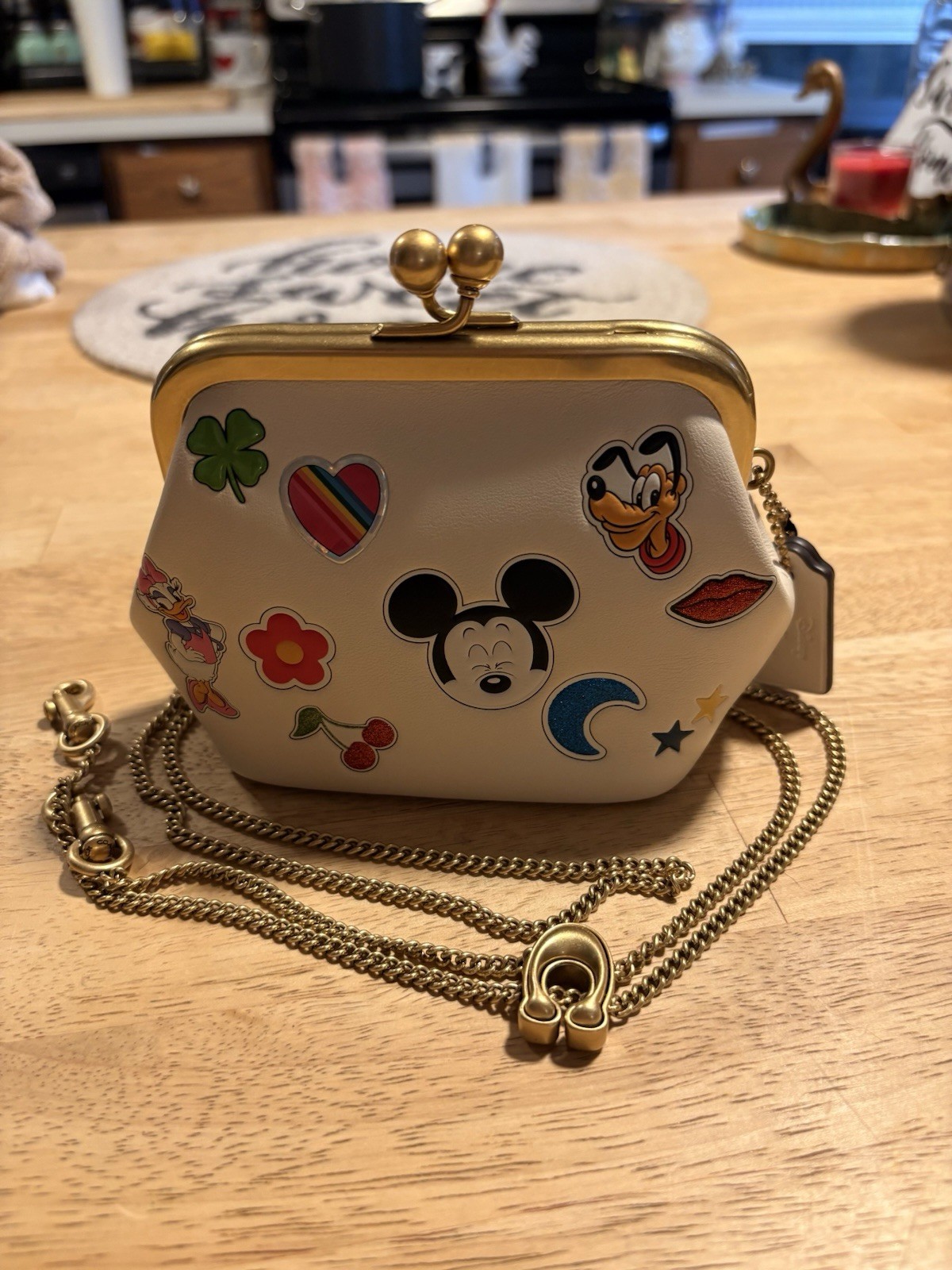 Coach x Disney Mini Kisslock Frame Bag Chain Strap Mickey Mouse Donald Duck Coach x Disney Mini Kisslock Frame Bag Chain Strap Mickey Mouse Donald Duck