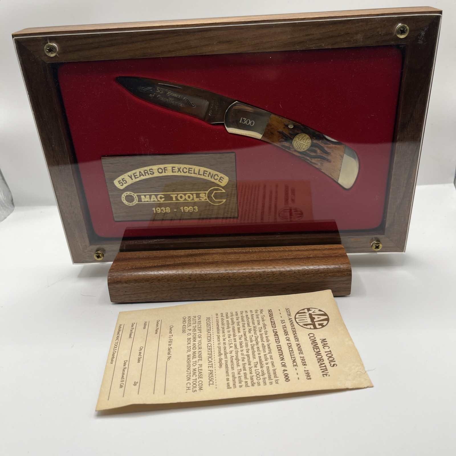 1993 MAC Tools 55 Years Of Excellence Folding Knife Blade In Display #2932 USA