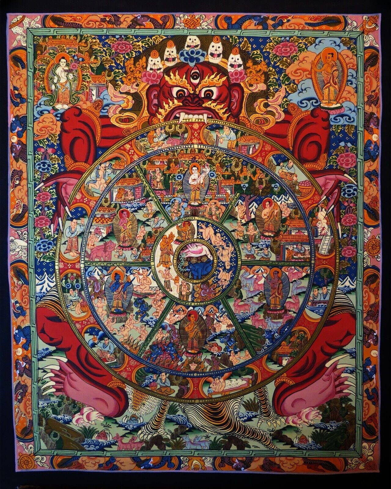 Samsara Bhavachakra Wheels of Life Mandala Hand Painting Thangka Art Nepal free