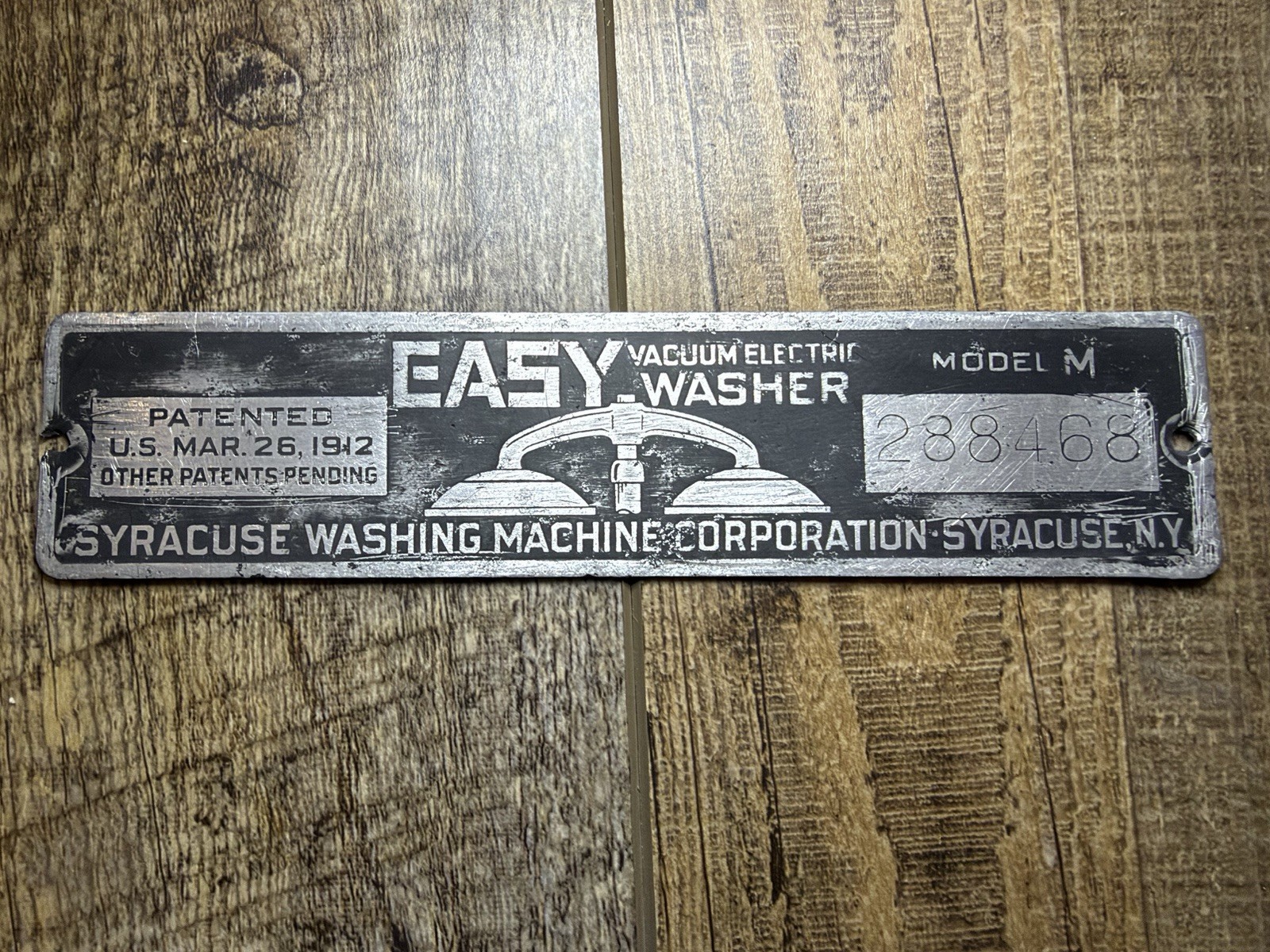 Easy 1912 Vacuum Electric Washer Model M Serial Tag Syracuse NY Antique Easy 1912 Vacuum Electric Washer Model M Serial Tag Syracuse NY Antique