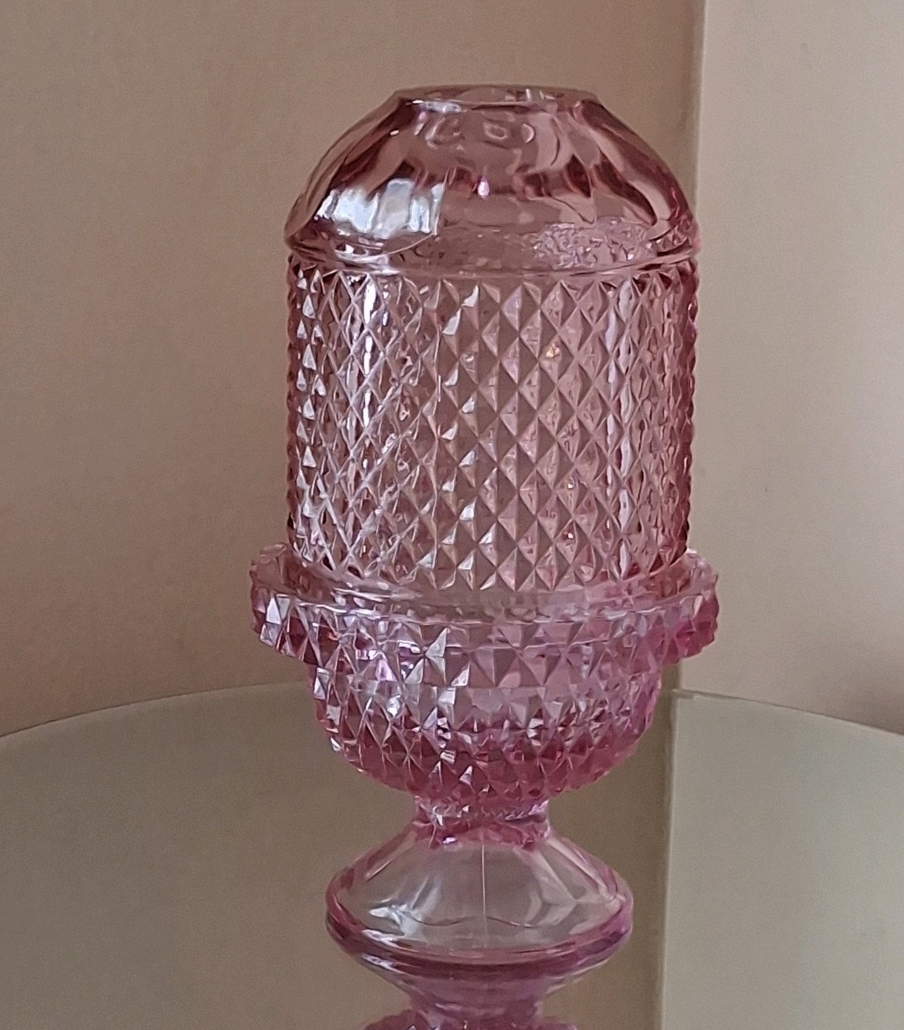 VTG RARE Thistle Pink Viking Diamond Fairy Lamp Light VTG RARE Thistle Pink Viking Diamond Fairy Lamp Light