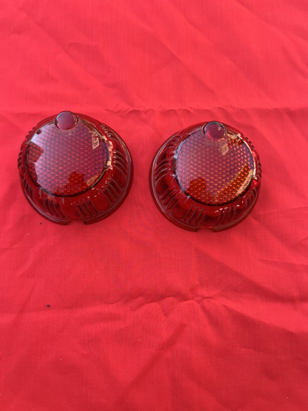 Vintage TAIL LIGHT red glass Nu-Ray Art Deco EARLY travel Trailer NOS (2) Pair Vintage TAIL LIGHT red glass Nu-Ray Art Deco EARLY travel Trailer NOS (2) Pair