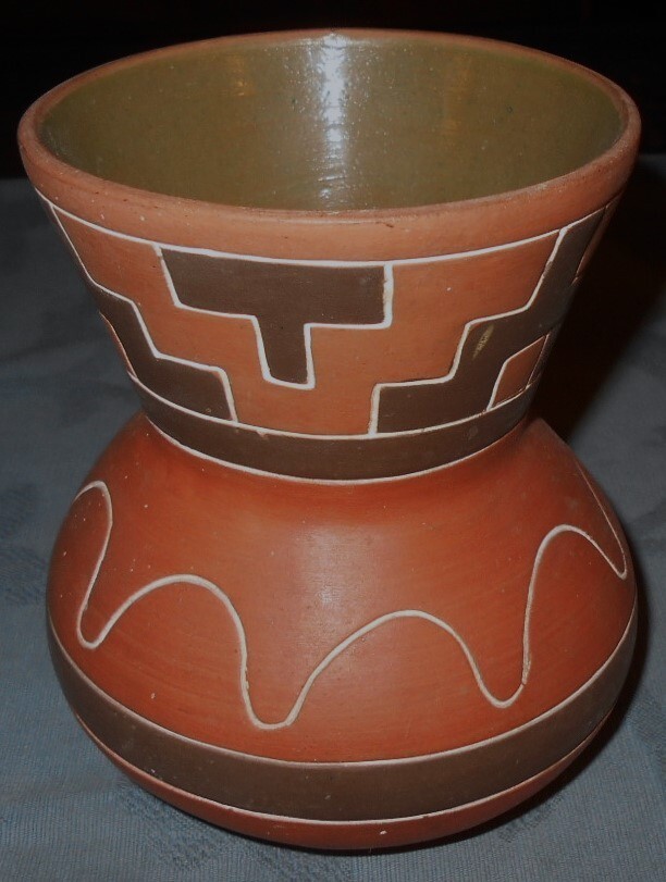 Nice Vintage  Native Design  5 3/4"  Pottery Vase  Origin?