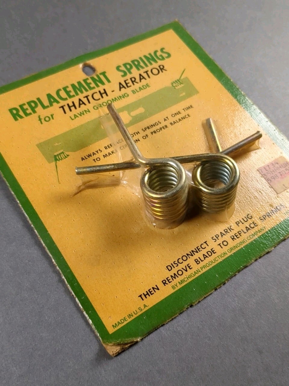 Lawn Thatch Aerator Replacement Springs NOS Vintage Pre-Barcode Package Lawn Thatch Aerator Replacement Springs NOS Vintage Pre-Barcode Package