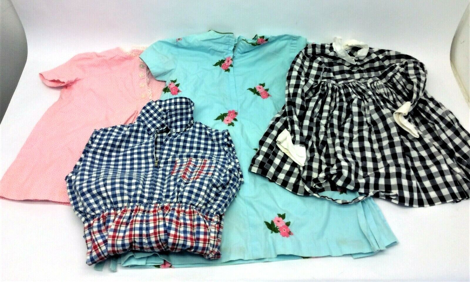 Mixed Vintage Lot Girls Homemade Embroidered Sundresses Lace Cloth 