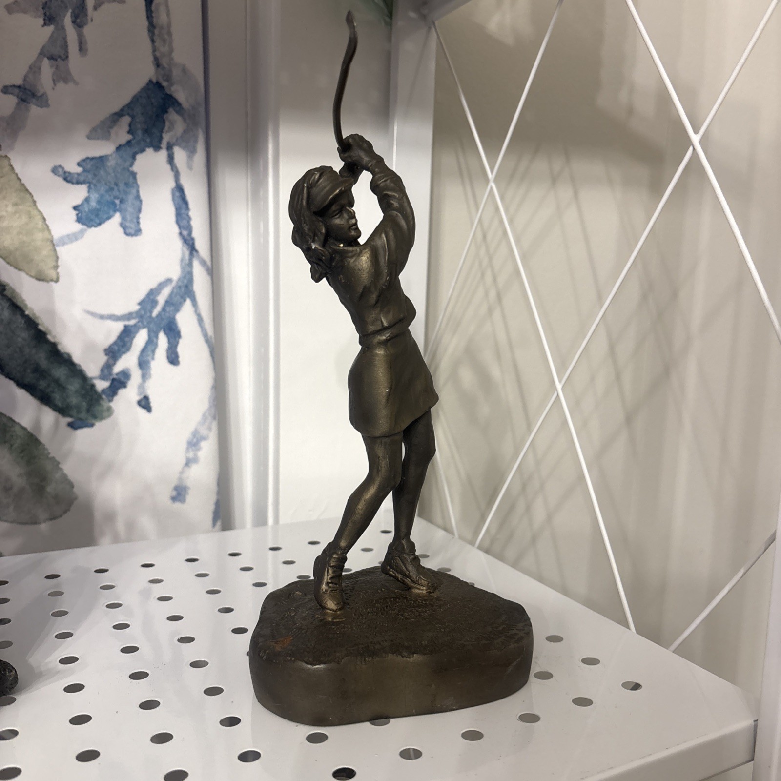 Semi Antique Female Golfing Bronze Statue, 9 In Tall Lady golfer PGA Semi Antique Female Golfing Bronze Statue, 9 In Tall Lady golfer PGA