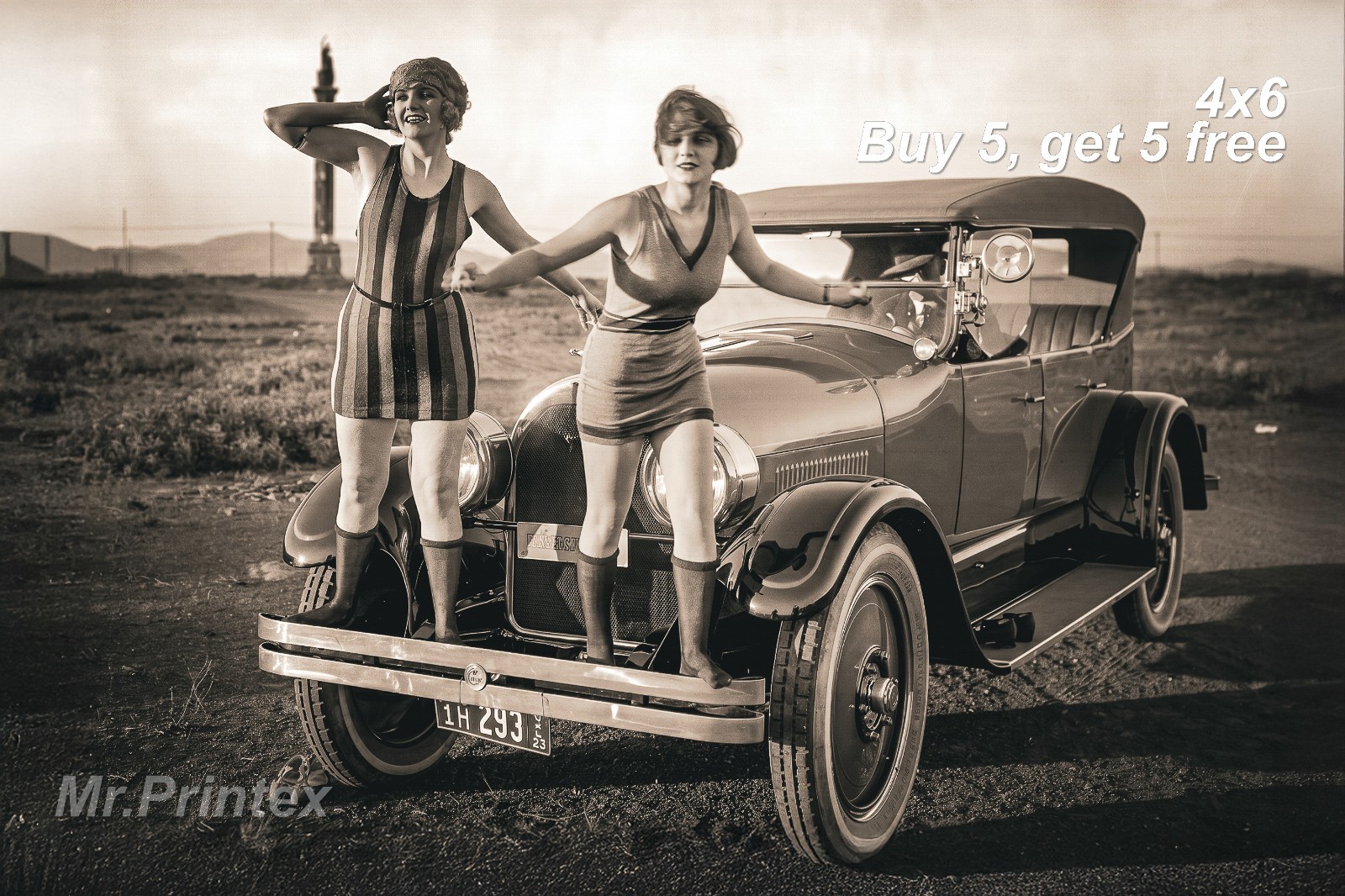 1920s Flapper Woman 💙 Vintage Car - 4x6 Photo - Historic Fashion Photo 1920s Flapper Woman 💙 Vintage Car - 4x6 Photo - Historic Fashion Photo