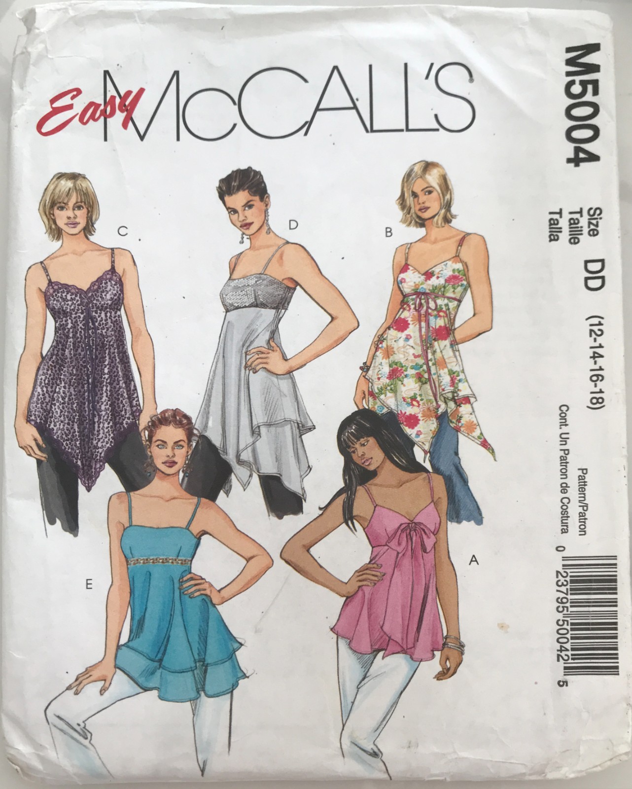 McCall's 5004 | Easy Misses Summer Tops & Tunics | Sizes 12–16 | Uncut | ©2005 McCall's 5004 | Easy Misses Summer Tops & Tunics | Sizes 12–16 | Uncut | ©2005
