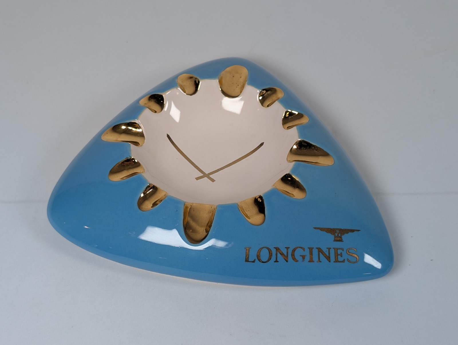 Rare Vtg Montre Longines Watch Co Ashtray By Fuhrmann MCM Guitar Pick Boomerang Rare Vtg Montre Longines Watch Co Ashtray By Fuhrmann MCM Guitar Pick Boomerang