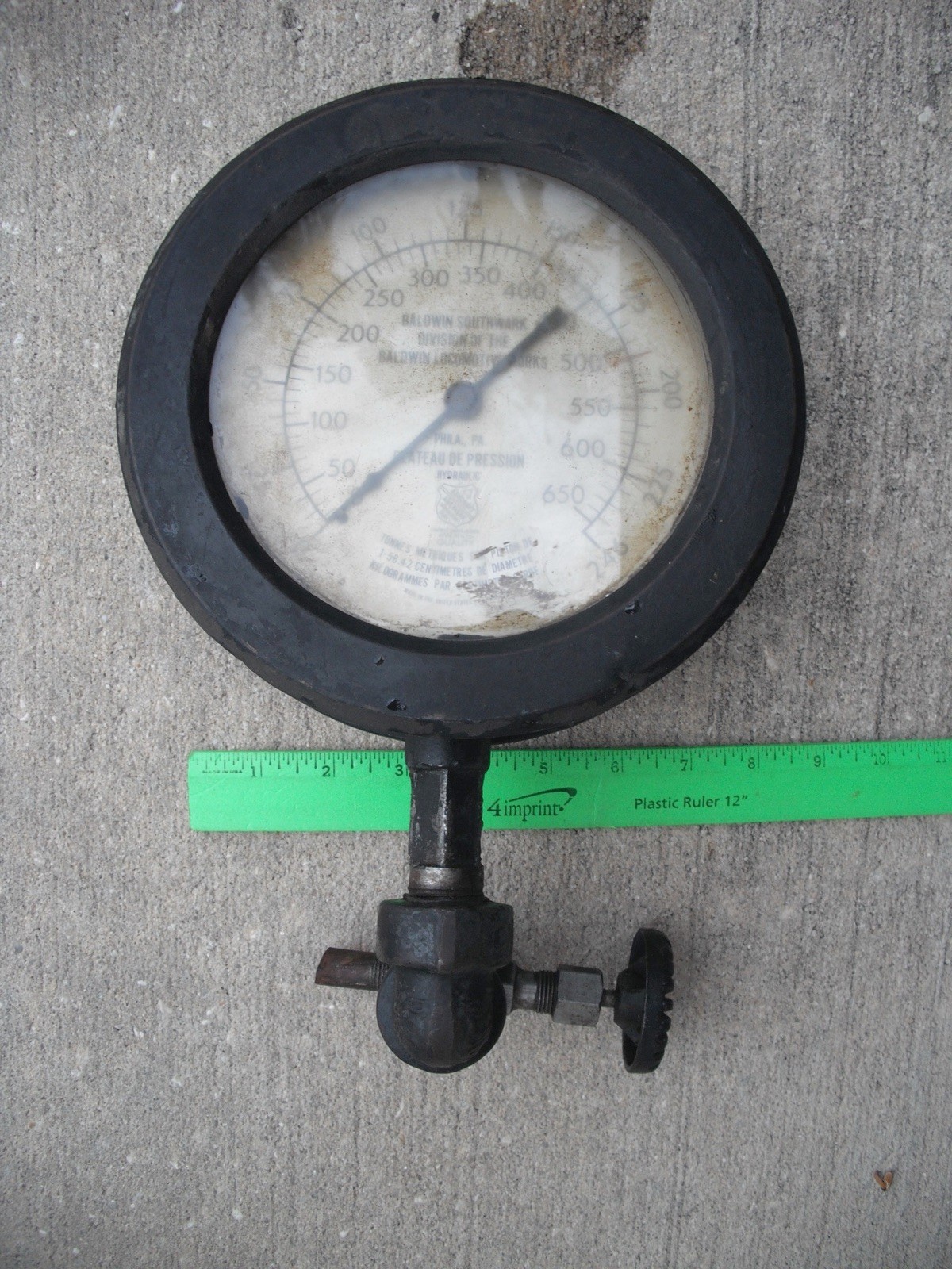 AS IS Baldwin Southwark Pressure Gauge, Locomotive,Hydraulic,0-246,0-650 - AS IS AS IS Baldwin Southwark Pressure Gauge, Locomotive,Hydraulic,0-246,0-650 - AS IS