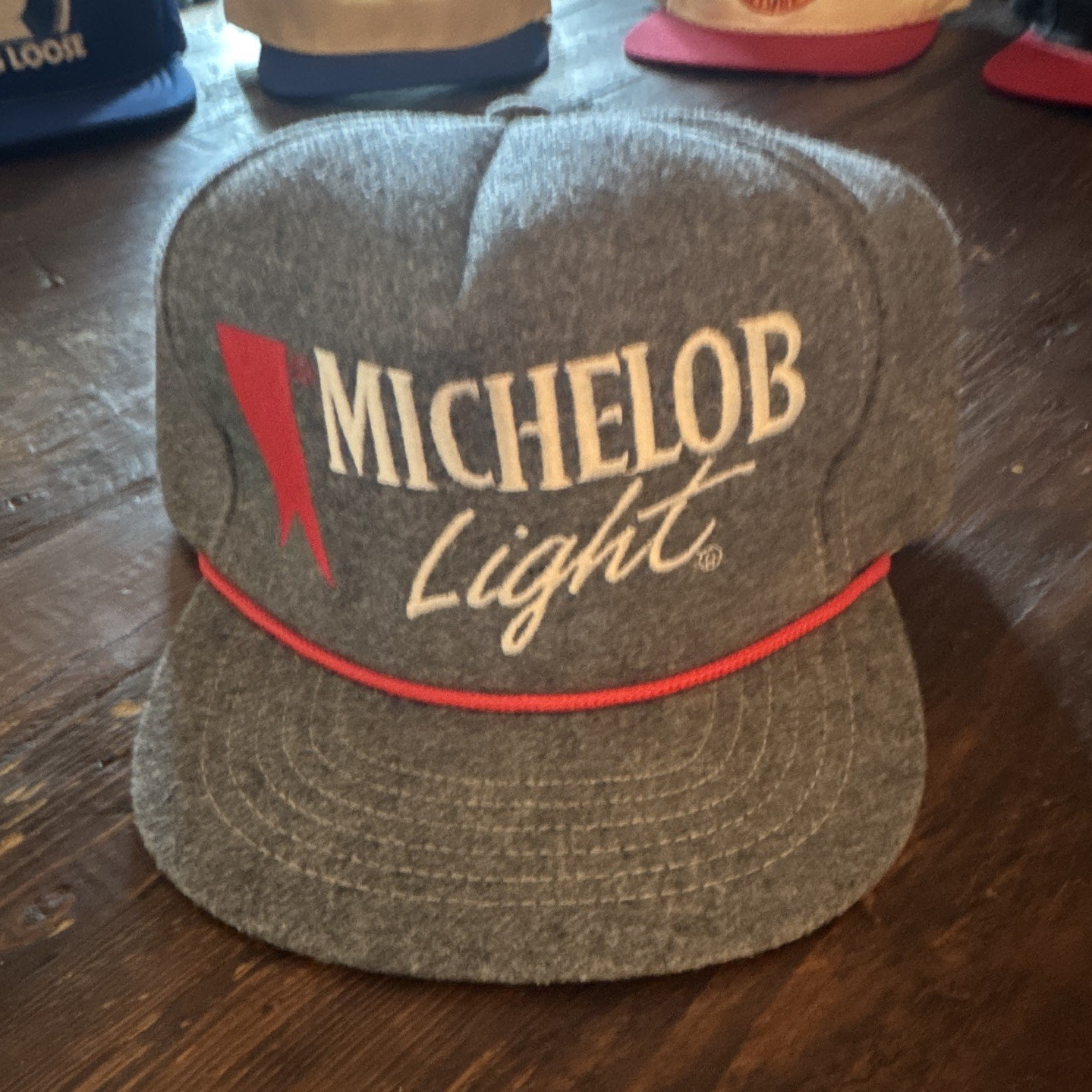 Vtg 80s MICHELOB LIGHT Hat Grey Wool Rope Cap Snapback Beer Promo Brand New NWOT Vtg 80s MICHELOB LIGHT Hat Grey Wool Rope Cap Snapback Beer Promo Brand New NWOT