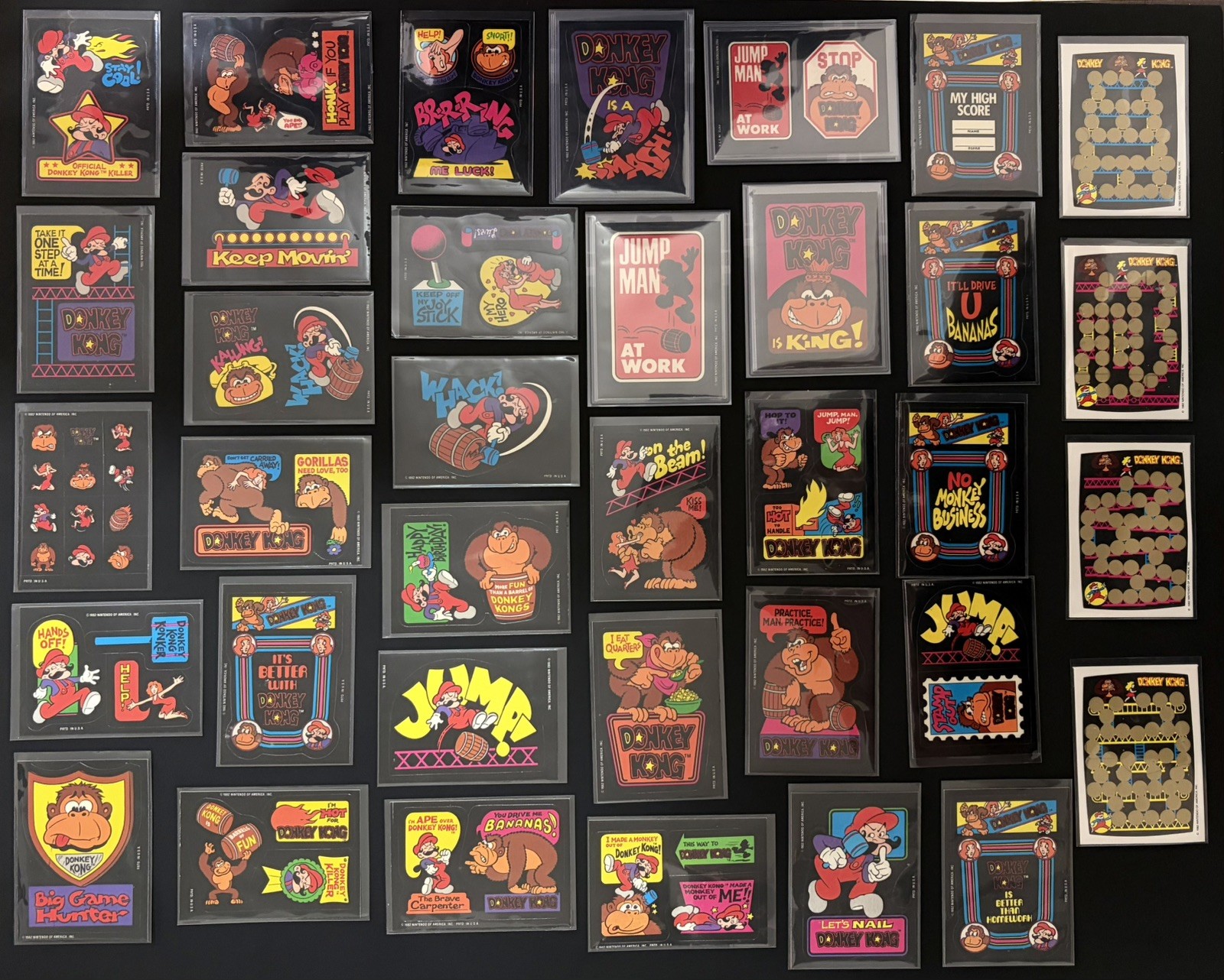 1982 Topps Donkey Kong COMPLETE SET Jumpman/Donkey Kong rookie sticker cards 1982 Topps Donkey Kong COMPLETE SET Jumpman/Donkey Kong rookie sticker cards