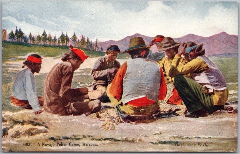c1910s ARIZONA Indian / Native Americana Postcard "A Navajo Poker Game" / Unused c1910s ARIZONA Indian / Native Americana Postcard "A Navajo Poker Game" / Unused