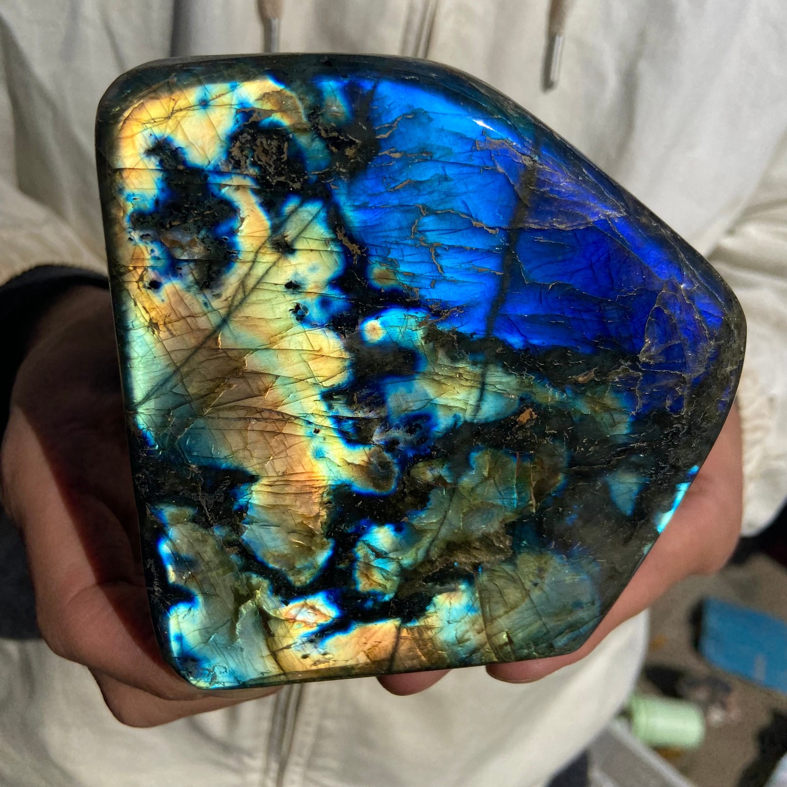 3.2lb Natural Labradorite Quartz Crystal Freeform Mineral Specimen Healing 3.2lb Natural Labradorite Quartz Crystal Freeform Mineral Specimen Healing