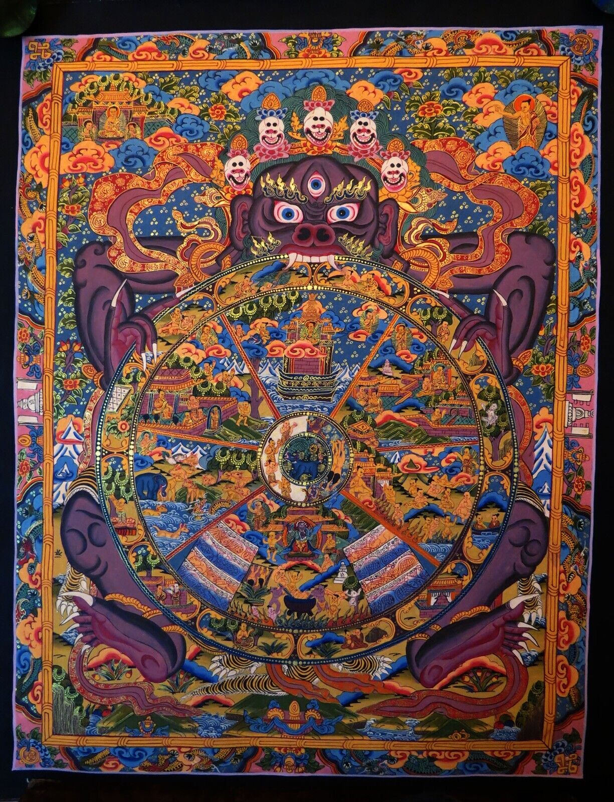 Buddhism Wheels of Life Bhavachakra Samsara Mandala Painting Thangka Nepal free
