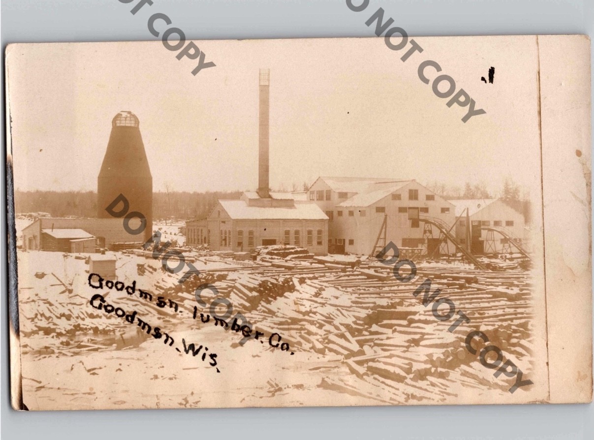 c1909 Goodman Lumber Co Lumberyard Mill GOODMAN Wisconsin WI Marinette Cty RPPC c1909 Goodman Lumber Co Lumberyard Mill GOODMAN Wisconsin WI Marinette Cty RPPC