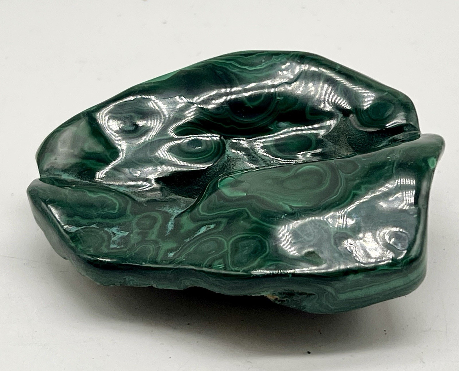 Natural Malachite Polished Freeform Mineral Specimen 410g Banded Green Stone Natural Malachite Polished Freeform Mineral Specimen 410g Banded Green Stone