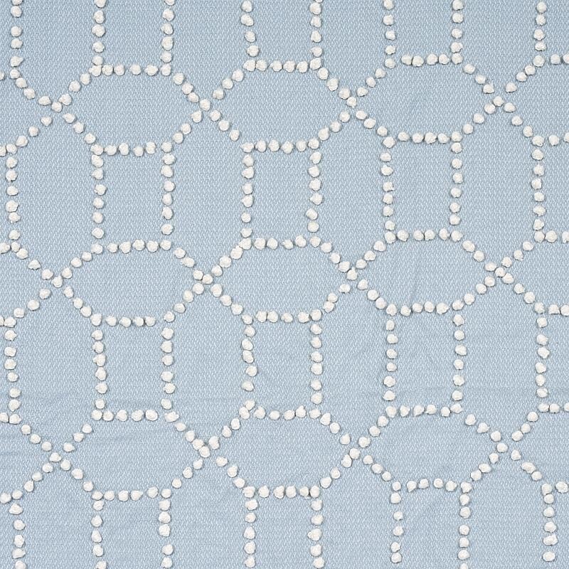 Schumacher Geometric Hand Embroidered Fabric- Vento Embroidery Sky 2.30 yd 73282