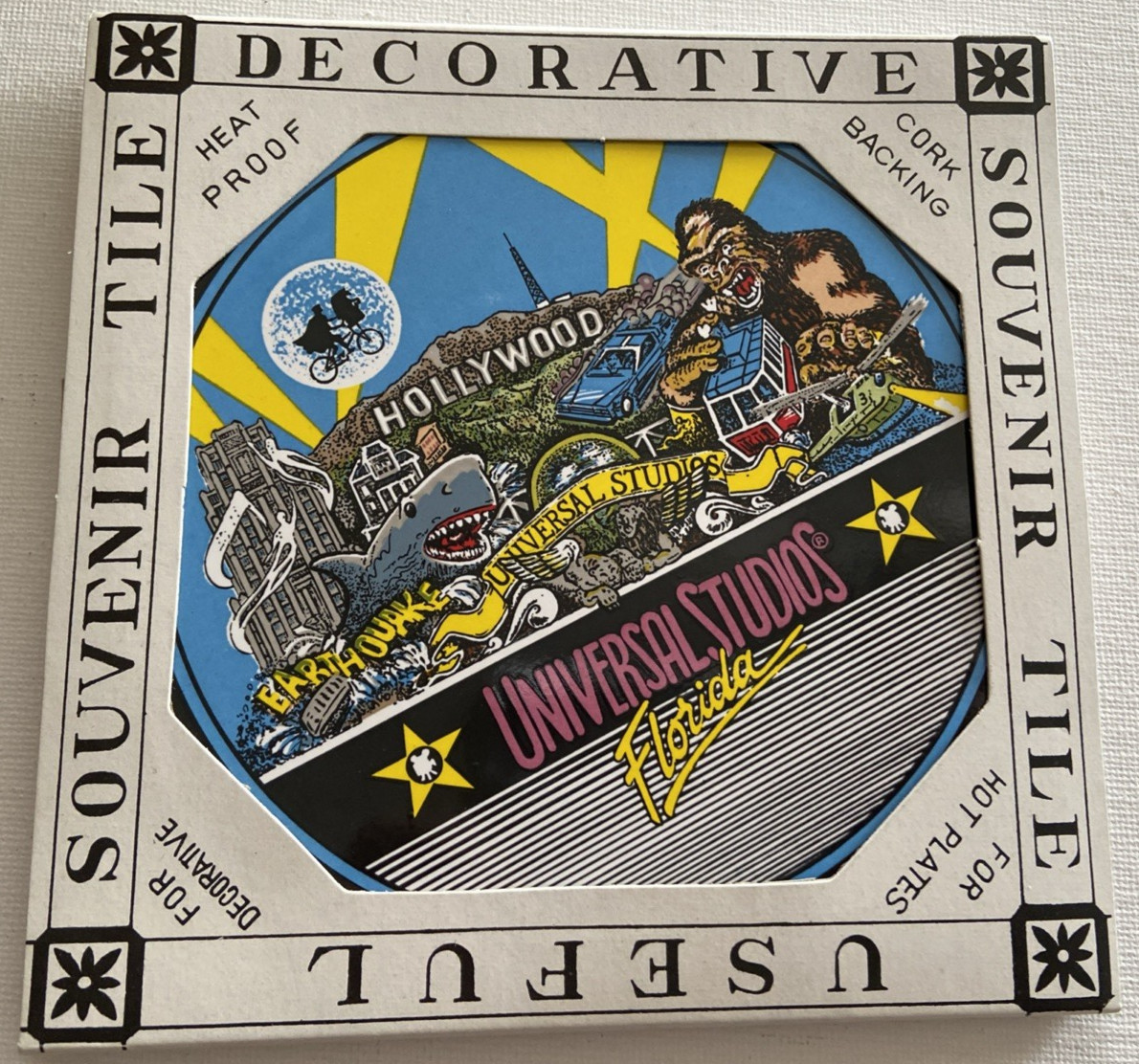 Vintage Universal Studios Florida Decorative Souvenir Tile Round 6 inches