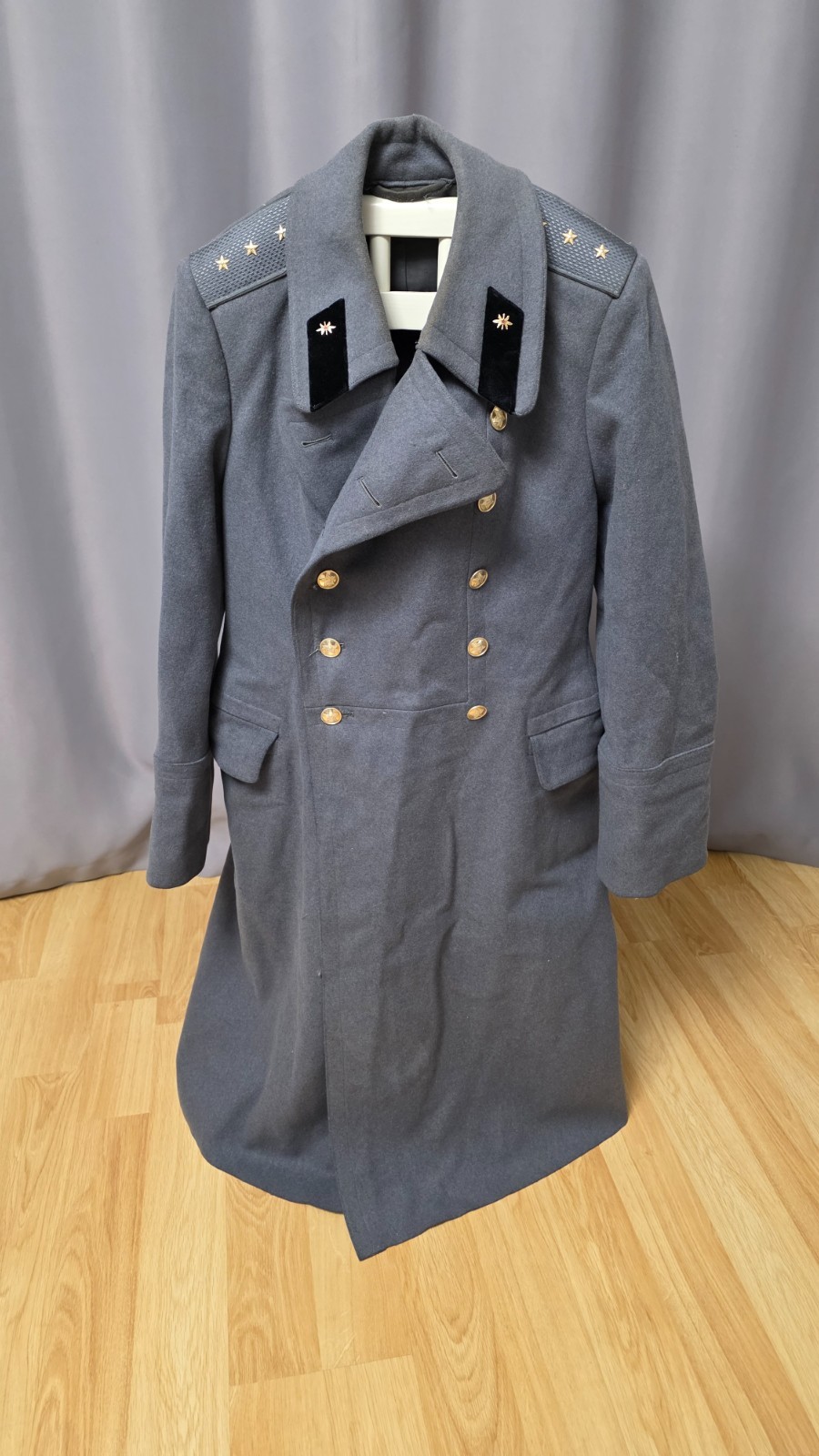Vintage Soviet USSR Air Force Officer Wool Overcoat Parade Dress Coat 1969 Gray Vintage Soviet USSR Air Force Officer Wool Overcoat Parade Dress Coat 1969 Gray
