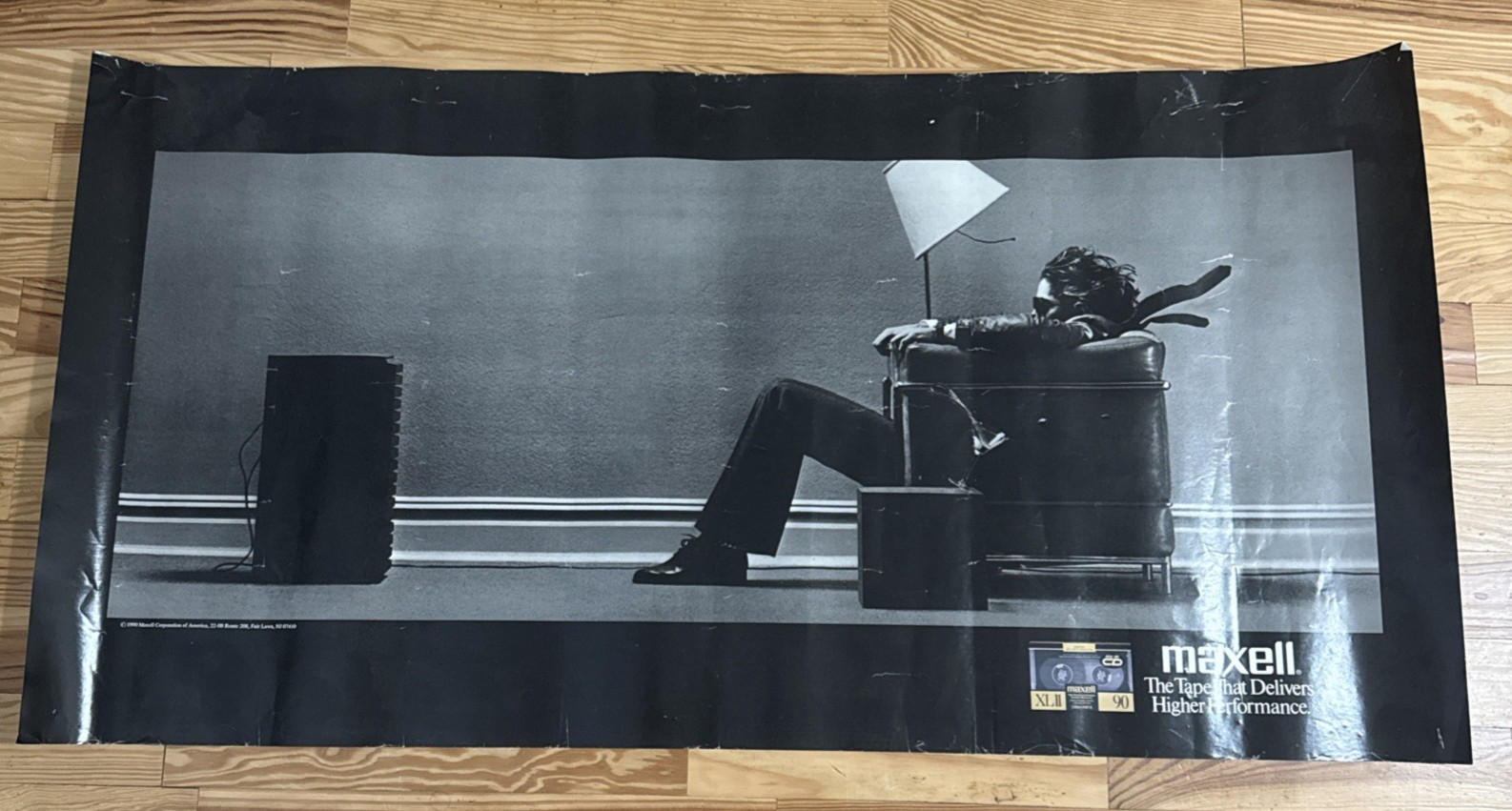 Vintage 1990 Maxell Cassette Tape Blown Away Guy Dealer Poster 39" x 20" Vintage 1990 Maxell Cassette Tape Blown Away Guy Dealer Poster 39" x 20"