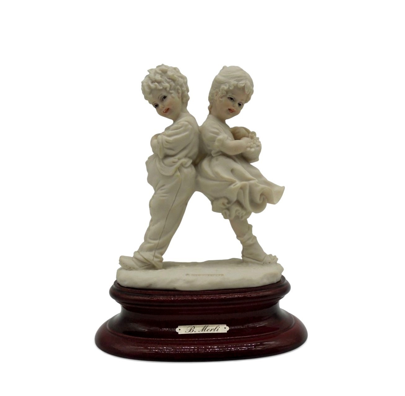 Vintage Capodimonte B Merli Florence Italy Figurine Boy Girl 1982 Wood Base 7" Vintage Capodimonte B Merli Florence Italy Figurine Boy Girl 1982 Wood Base 7"