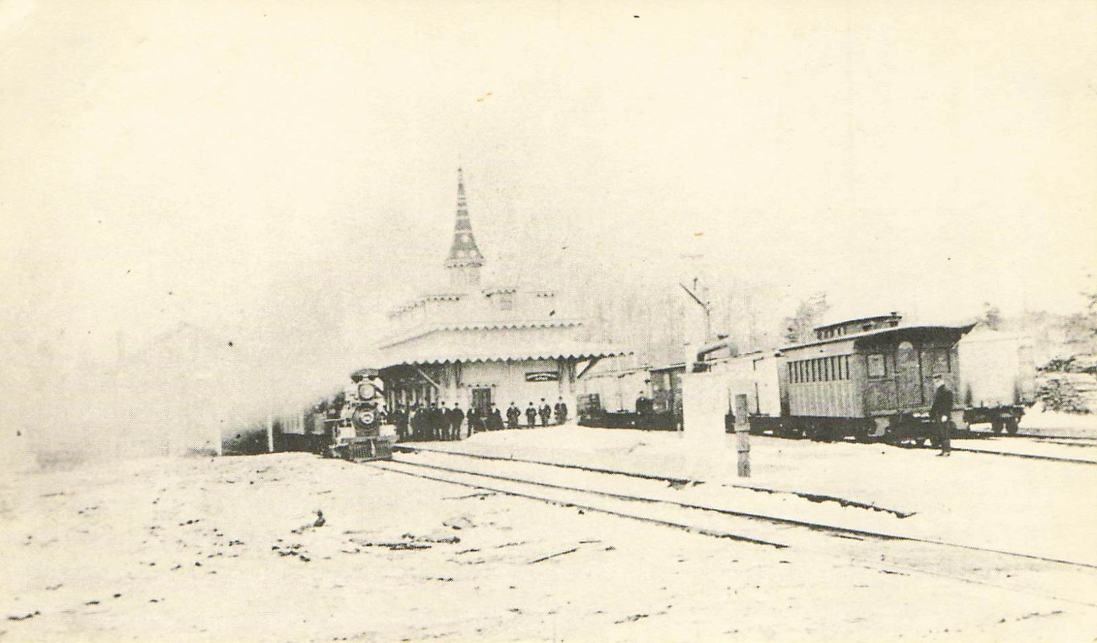 Postcard Wolfeboro R R Sanbornville Station 1875 Historical Series #13 NH