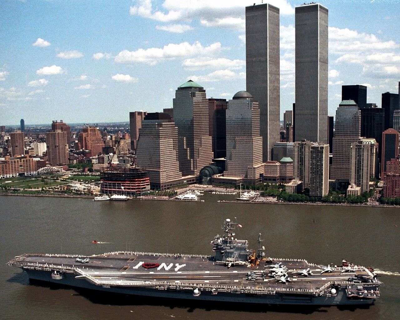 New 11x14 Photo: USS John F. Kennedy (CV-67) Passes World Trade Center, 2001