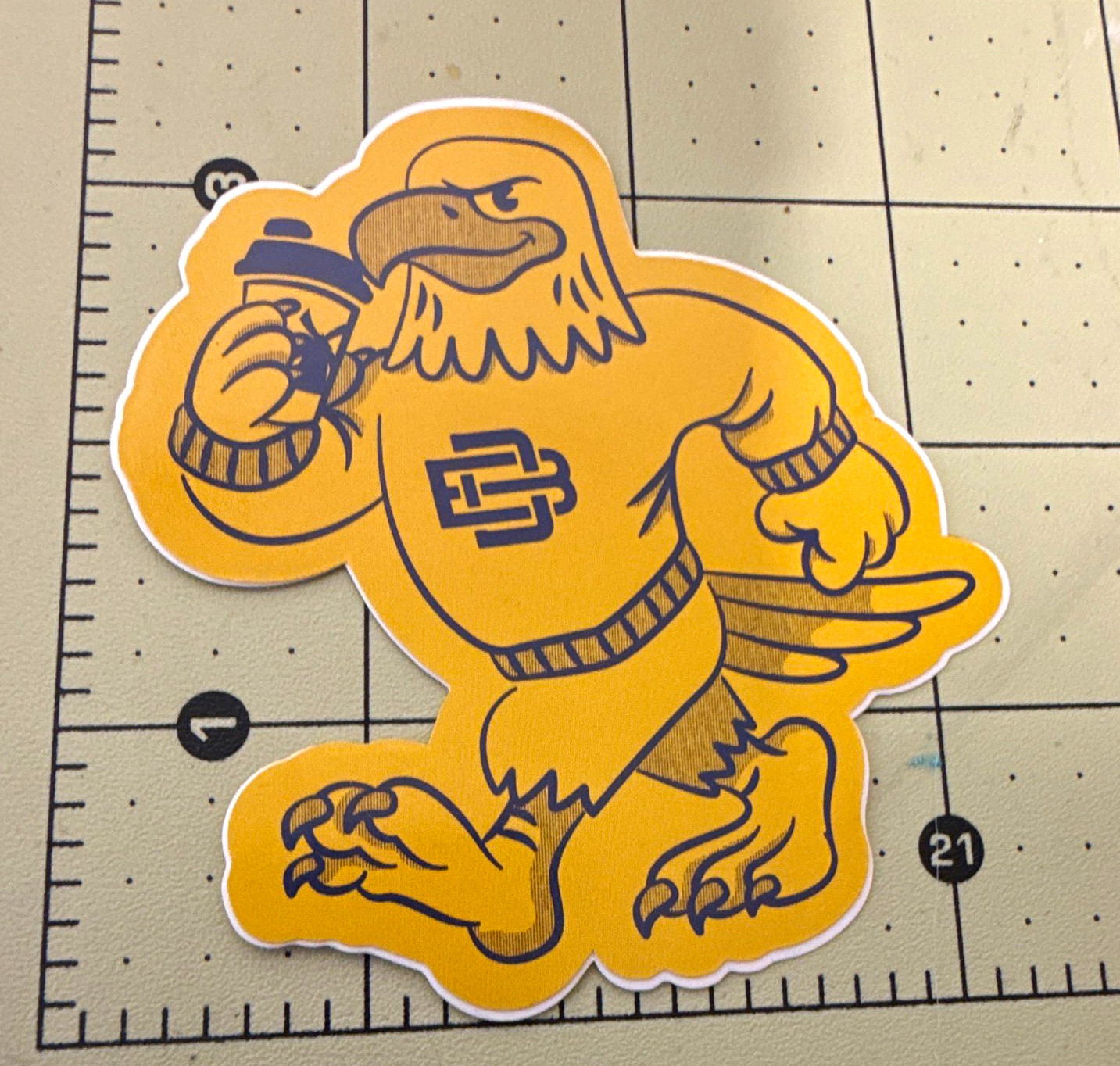 Dutch Bros Coffee Eagle Mascot Sticker - Yellow Blue Coffee & Tea Theme Dutch Bros Coffee Eagle Mascot Sticker - Yellow Blue Coffee & Tea Theme