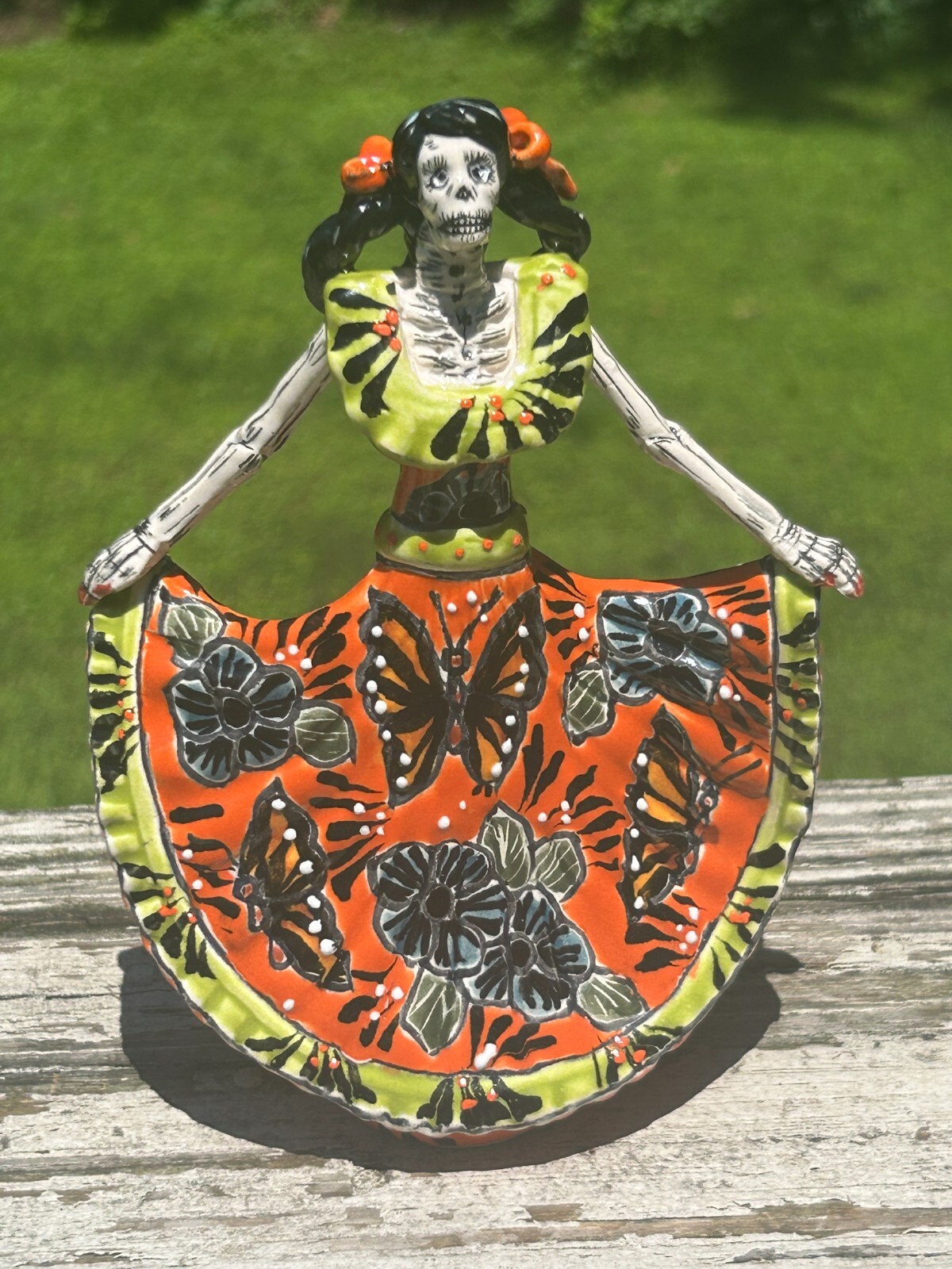 Bailarina Dancer Catrina Mini Talavera Statue 7" Hand Paint Ceramic Mexican Z34 Bailarina Dancer Catrina Mini Talavera Statue 7" Hand Paint Ceramic Mexican Z34