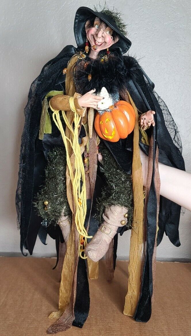 MARK ROBERTS Collectible Halloween Witch w/ Pumpkin