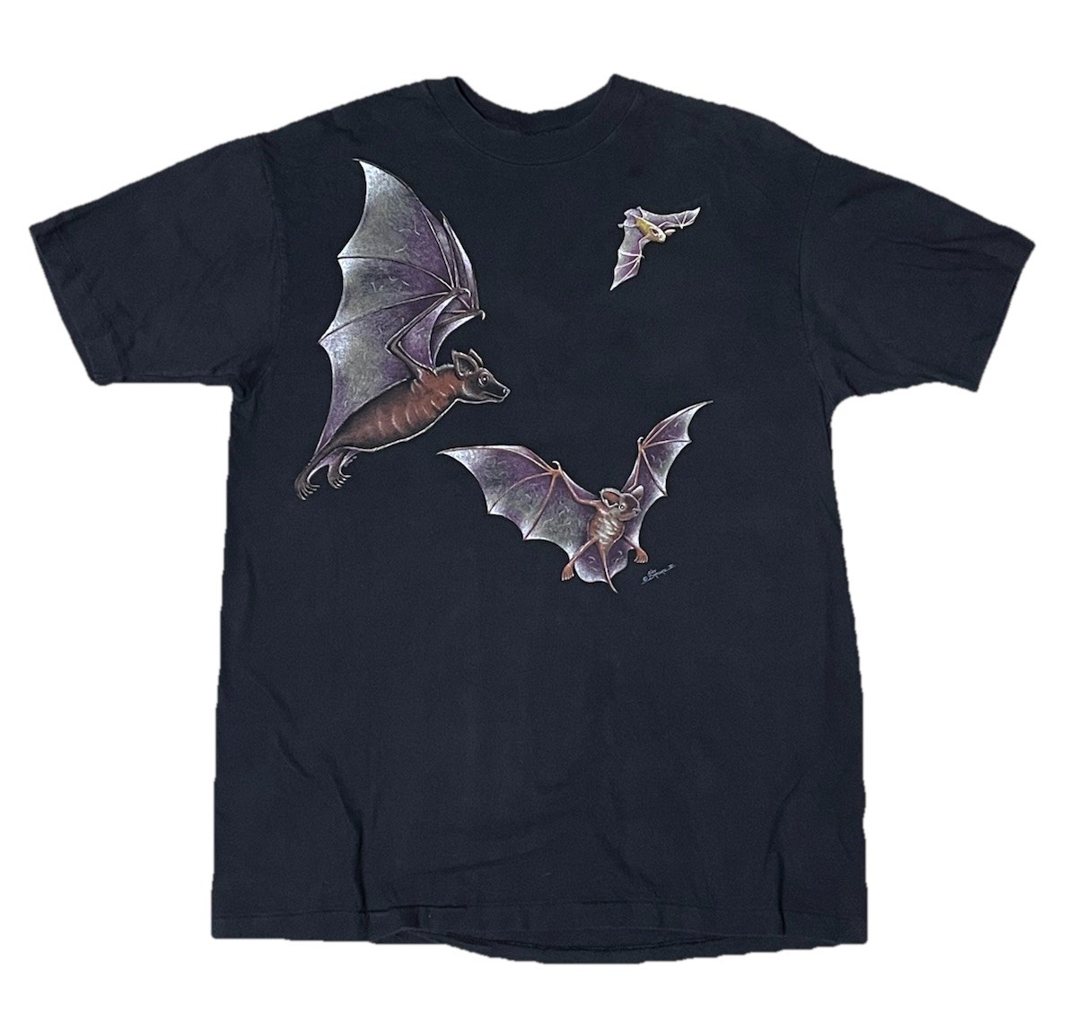 1990 VTG Nature Art T Shirt  Artist Ken Drewke Graphic BATS Sz XL Single Stitch