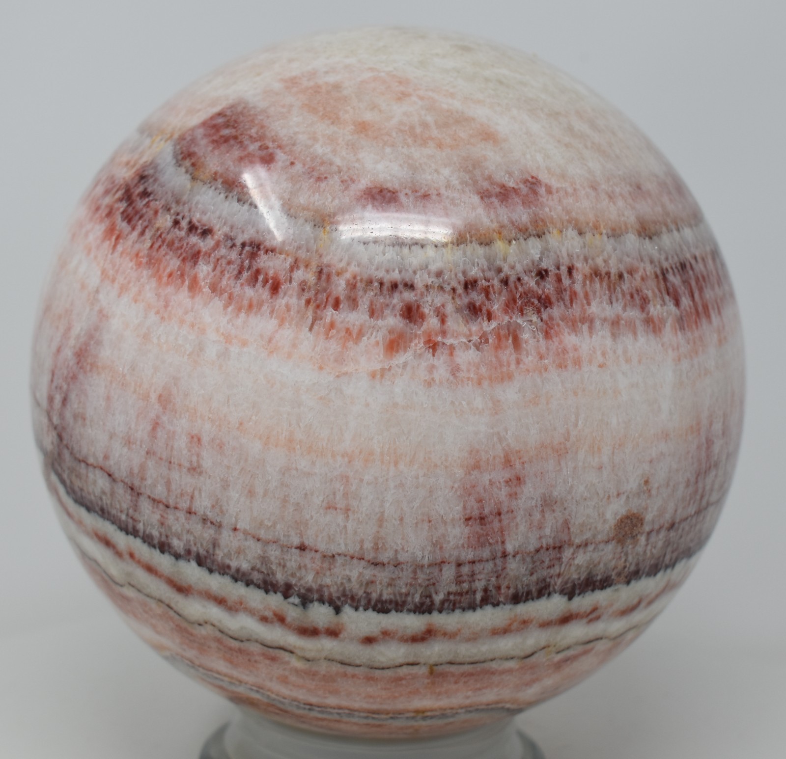Large Banded Calcite Pork Stone Sphere 177 mm 17 lb 3.7 oz