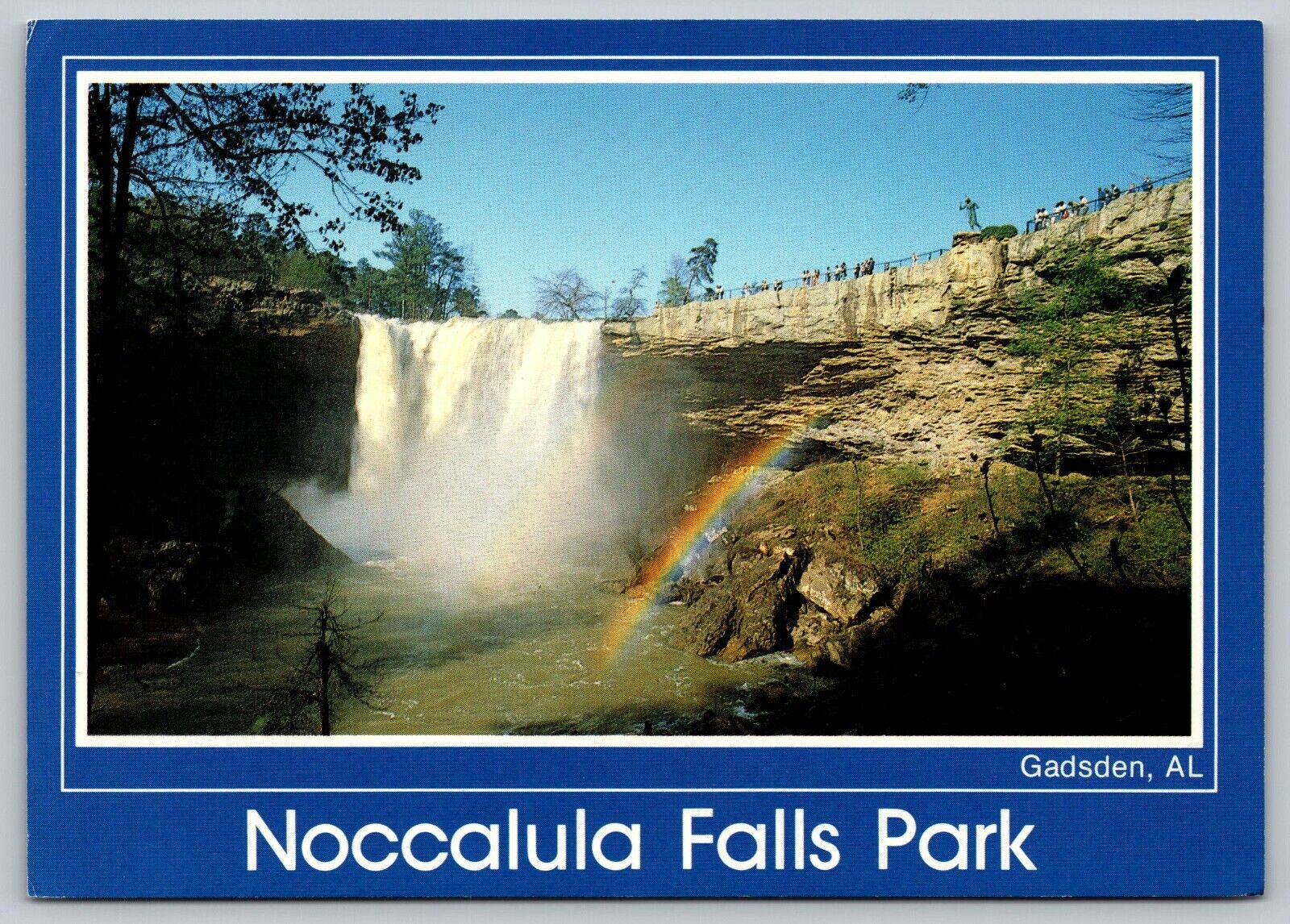 Rainbow in Waterfall, Noccalula Falls Park, Gadsden AL Continental Postcard