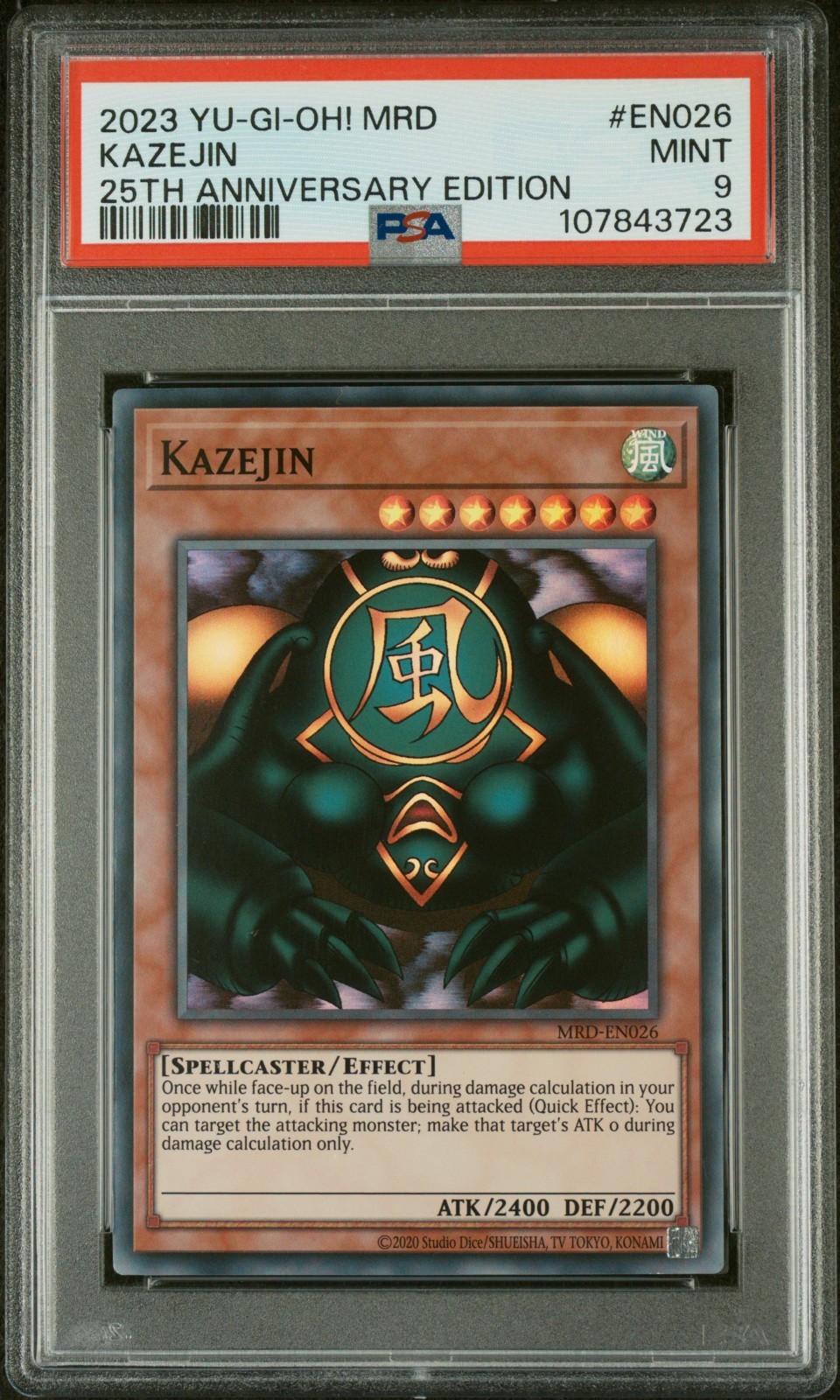 Kazejin MRD-EN026 | Super Rare | YuGiOh Metal Raiders | PSA 9