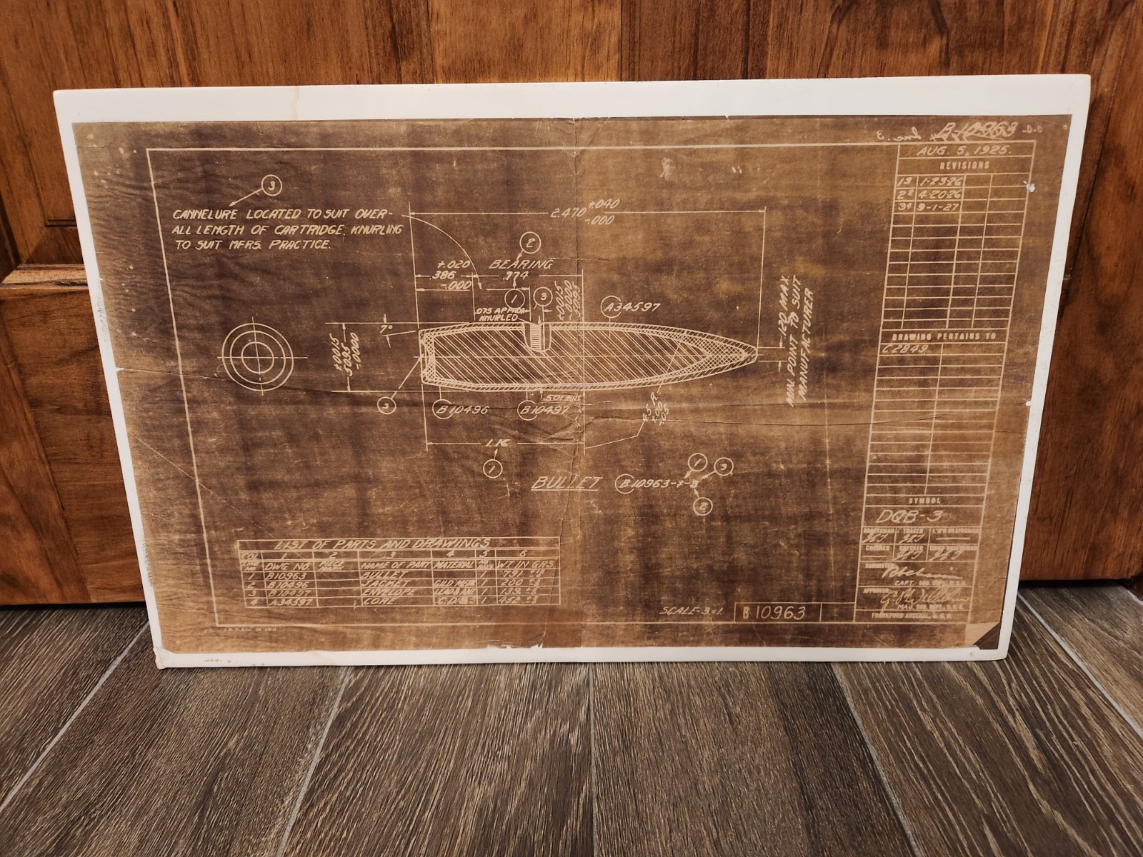 Vintage and VERY Rare Frankford Arsenal Technical Cartridge Production Drawing Vintage and VERY Rare Frankford Arsenal Technical Cartridge Production Drawing