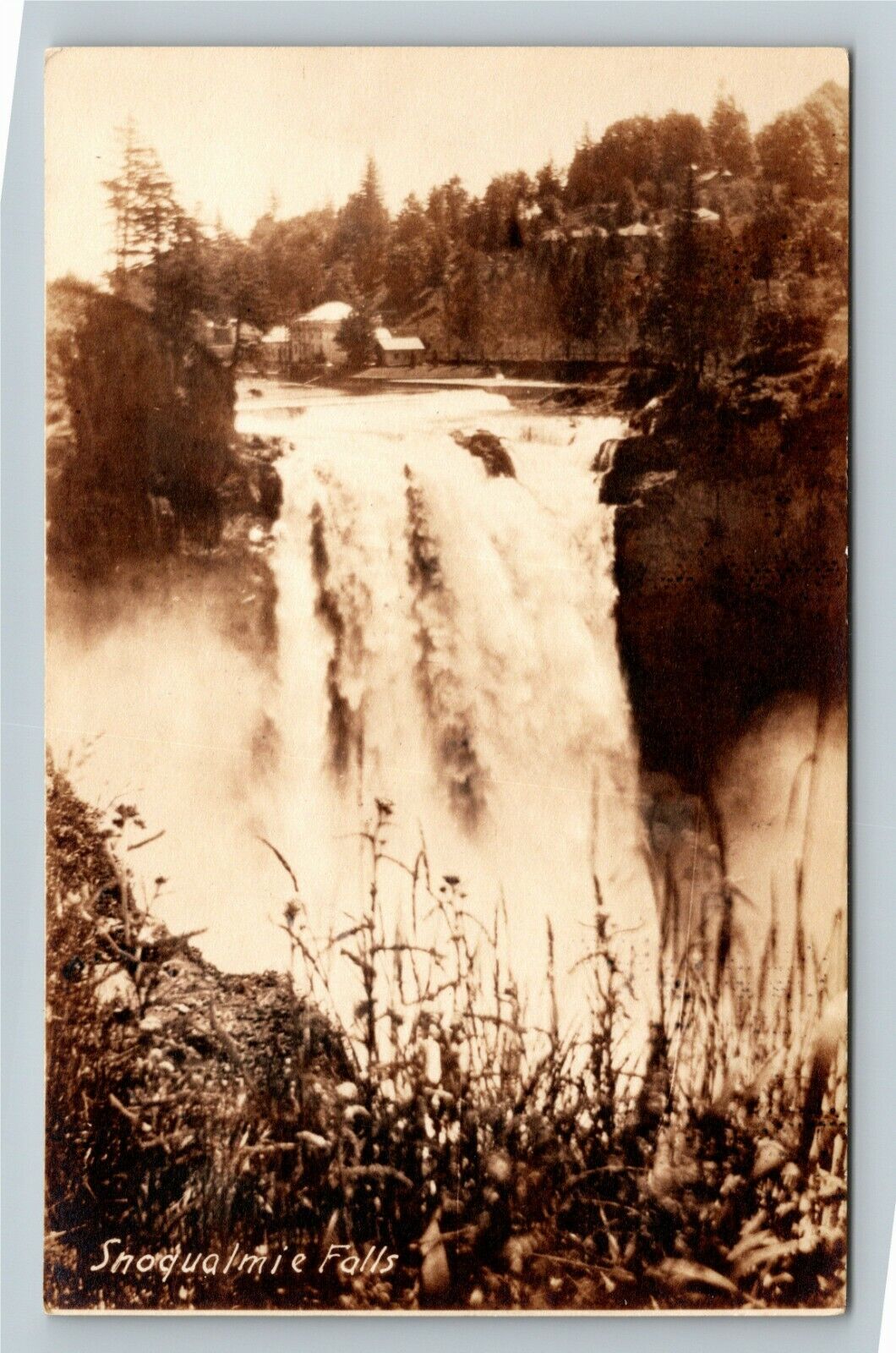 RPPC Snoqualmie Falls WA-Washington, Scenic View, Real Photo Vintage Postcard