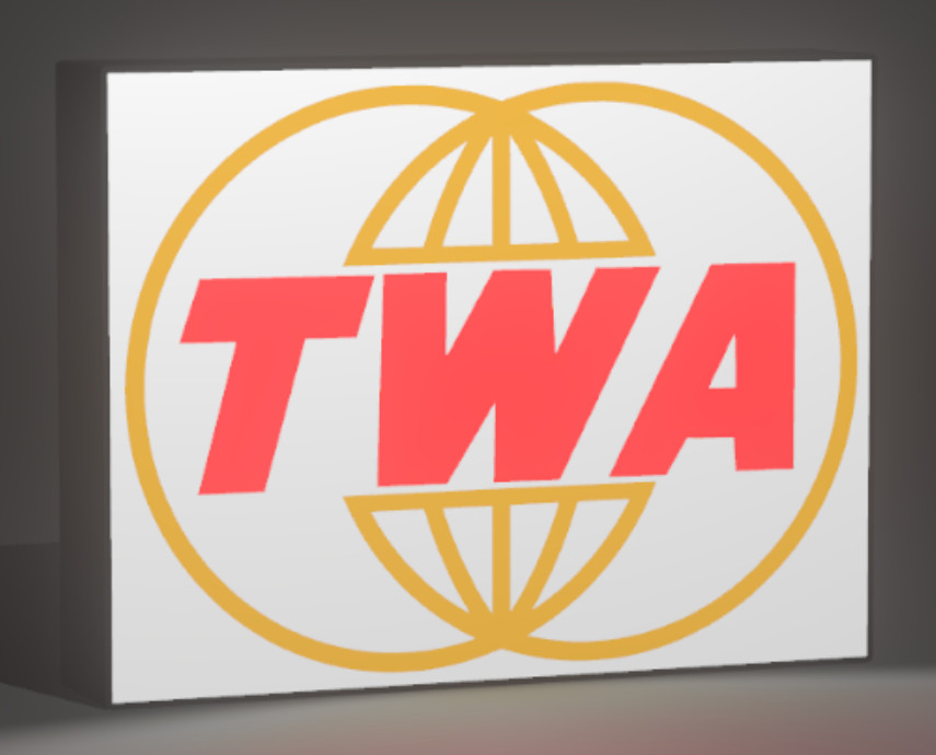 TWA Lighted Sign Vintage Airline Display | USB Powered LED Desk Light | Retro Av