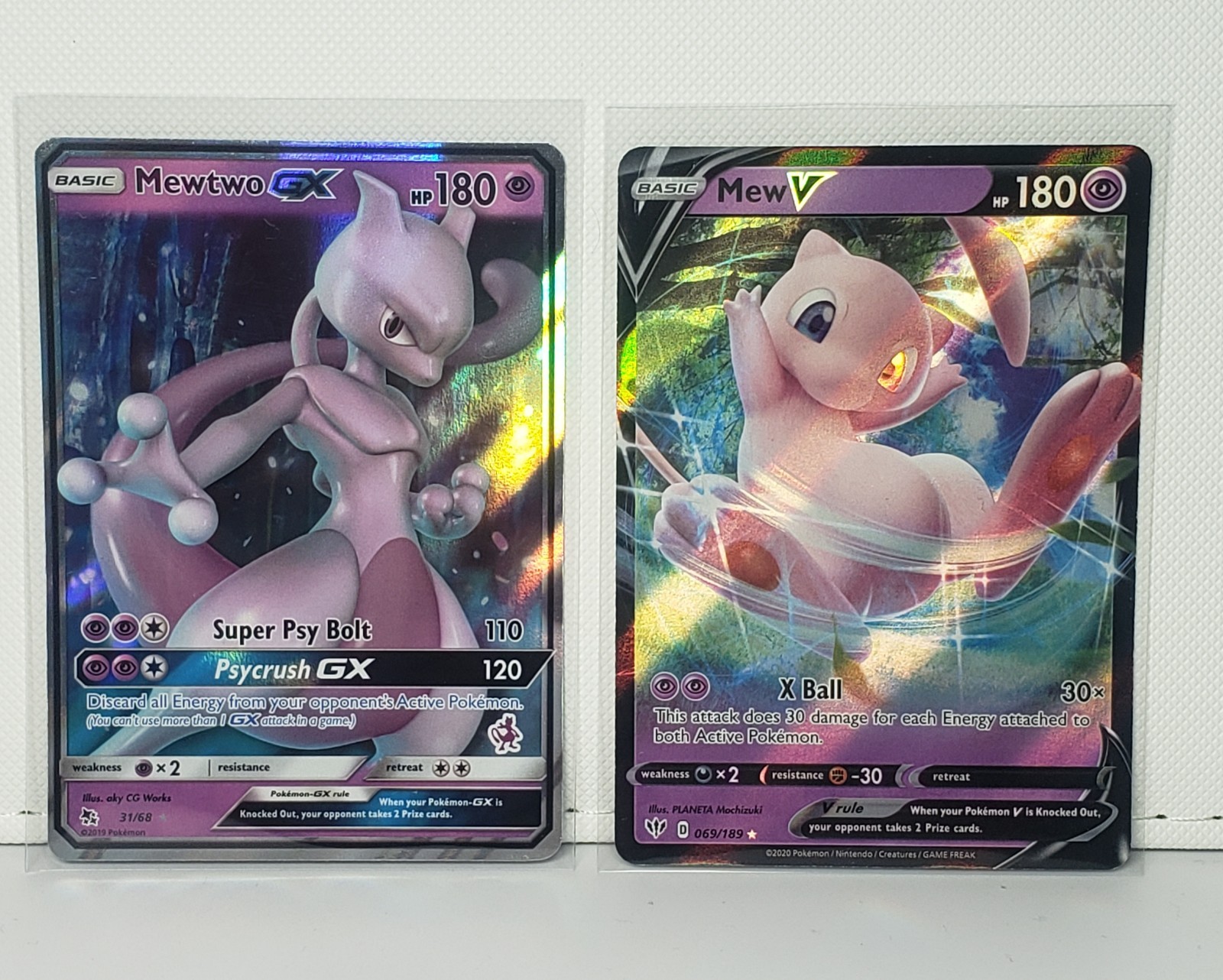 2x Lot Pokemon TCG Mewtwo GX Mew V 180HP NM 2x Lot Pokemon TCG Mewtwo GX Mew V 180HP NM