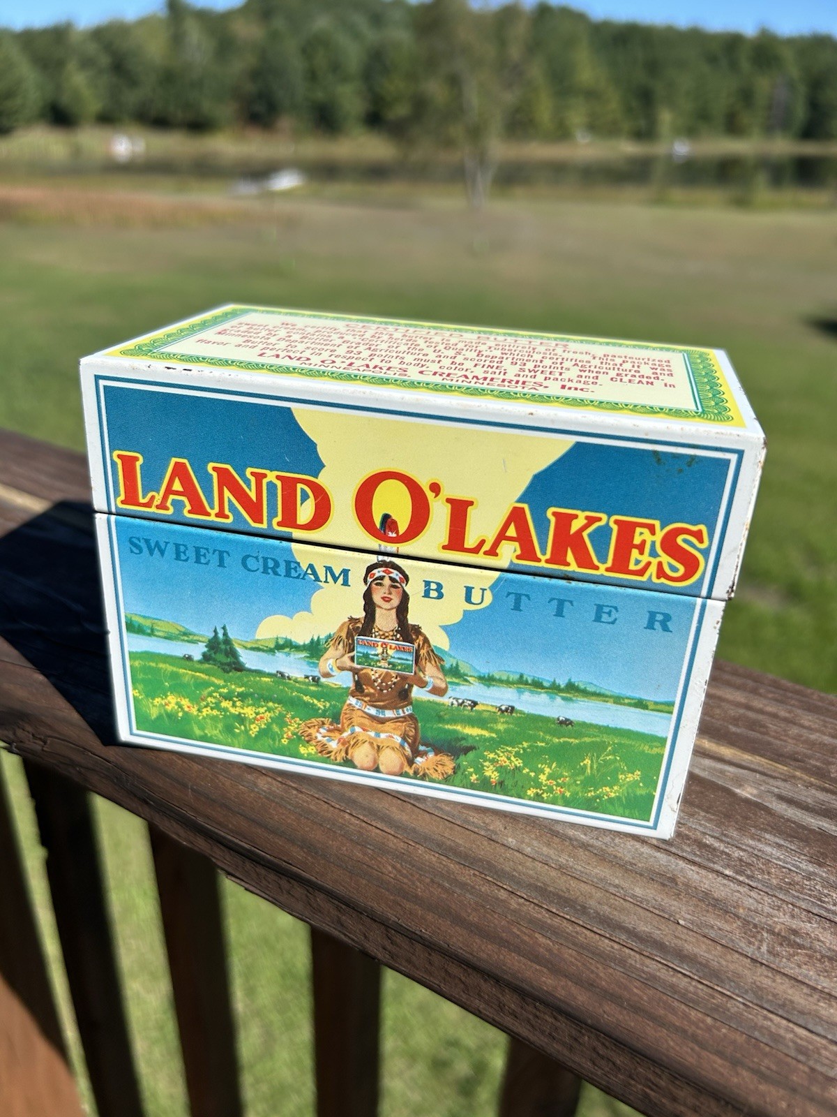 Vintage Land O Lakes Sweet Cream Butter Metal Recipe Box Tin w/ Recipe Cards Vintage Land O Lakes Sweet Cream Butter Metal Recipe Box Tin w/ Recipe Cards