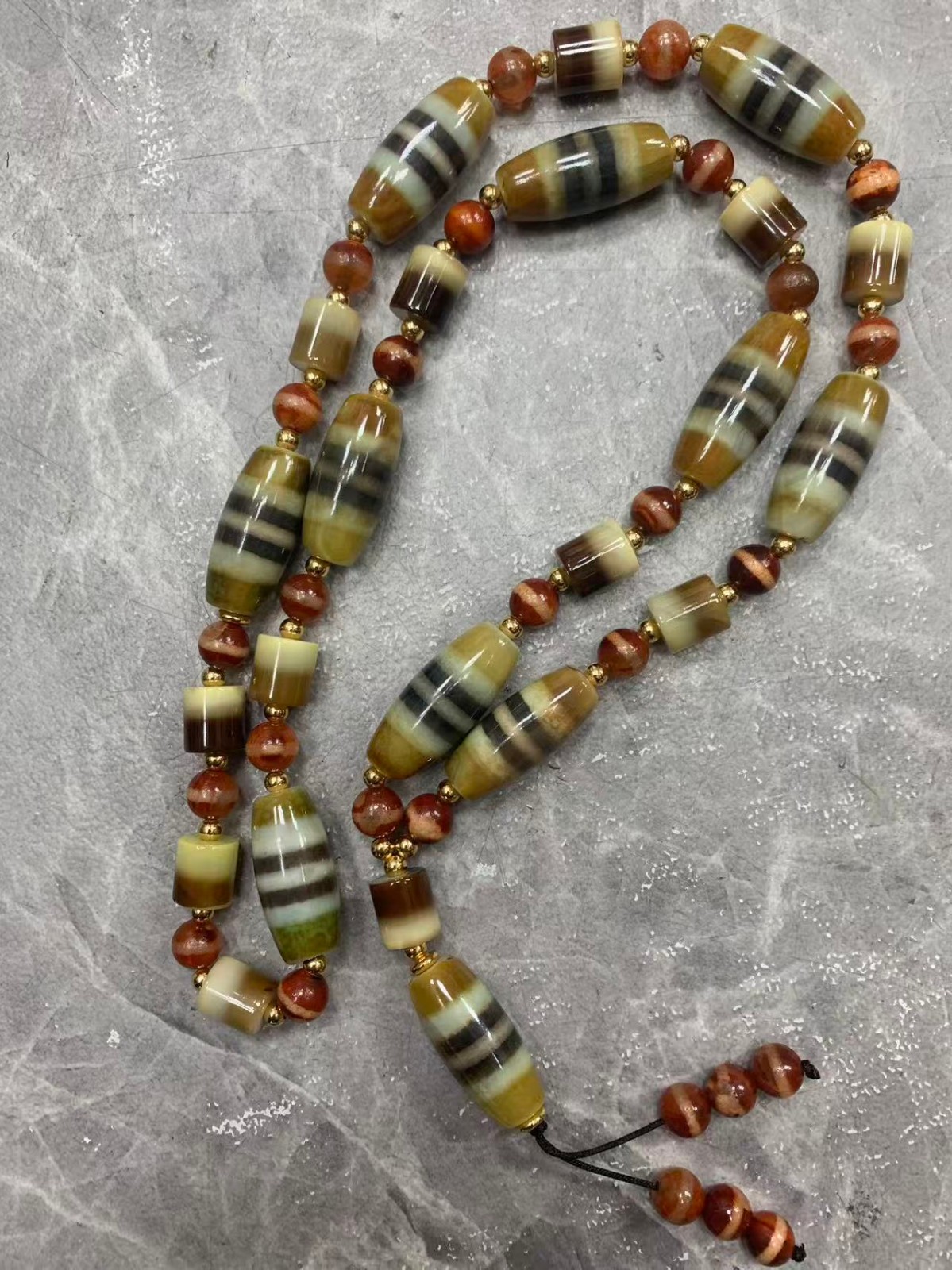 Wonderful Rare Tibetan Old Agate Dzi *2Stripes* Beads Necklace Wonderful Rare Tibetan Old Agate Dzi *2Stripes* Beads Necklace