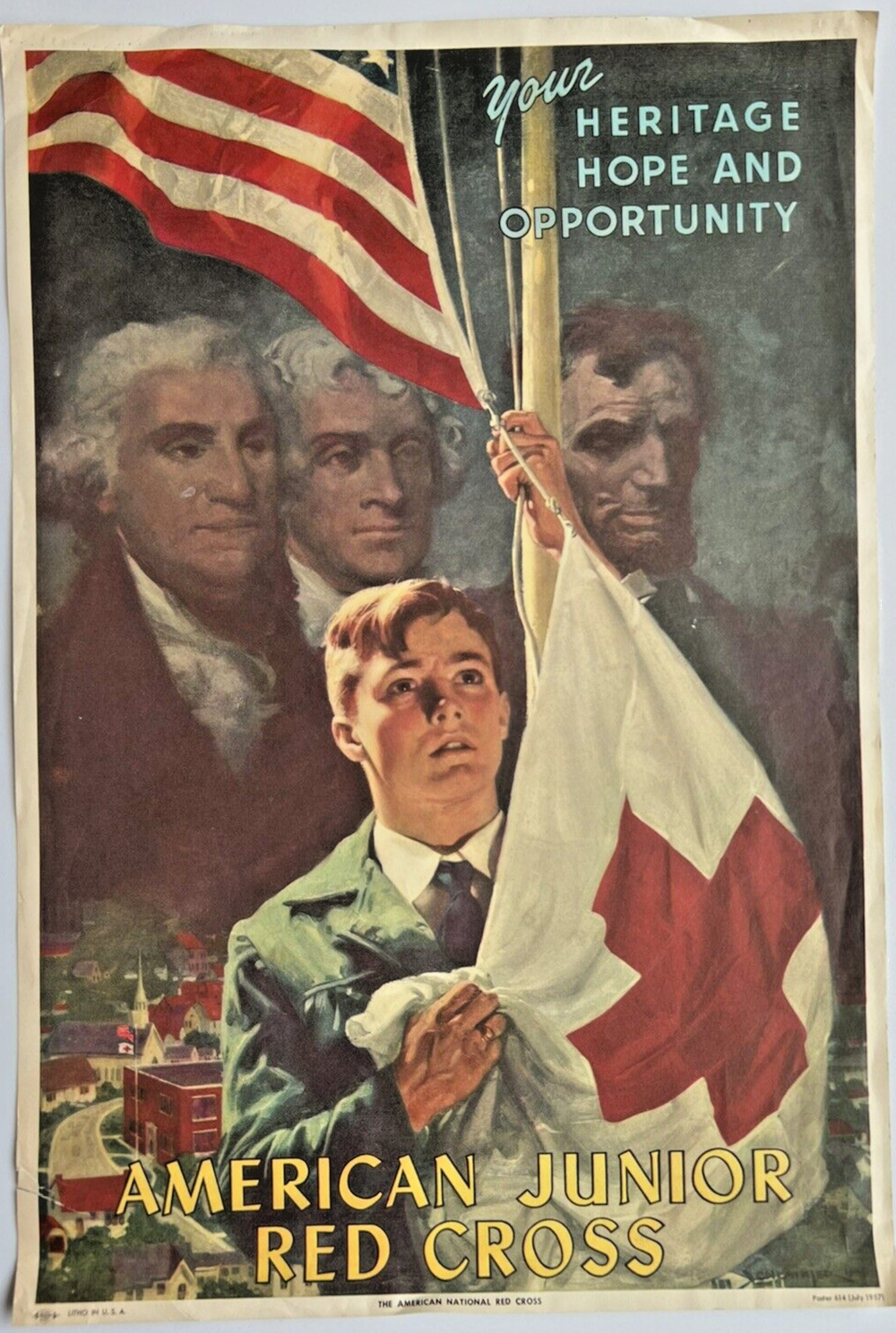 July 1957 AMERICAN JUNIOR RED CROSS Poster Your Heritage Hope & Opportunity 3E