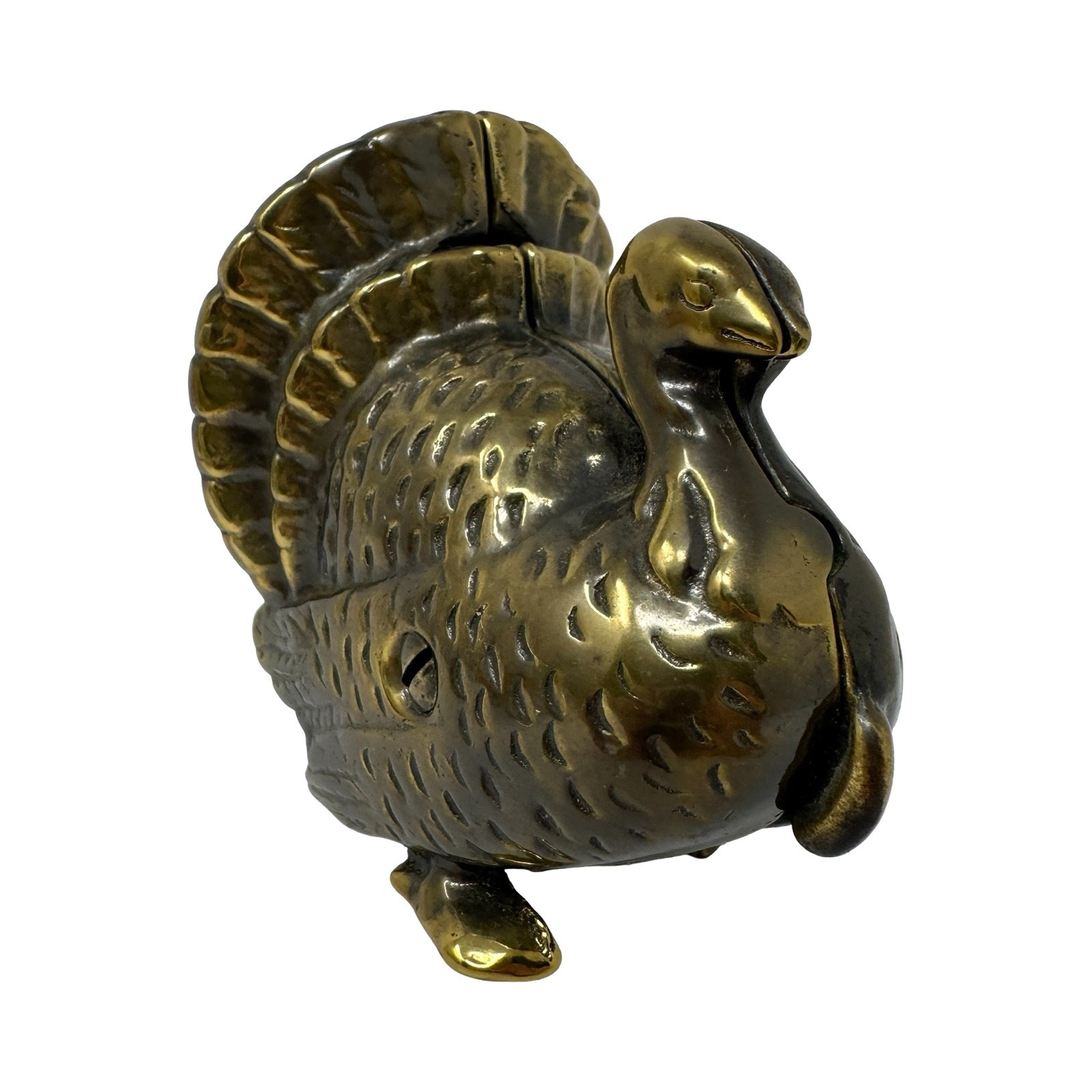 Antique A.C. Williams Brass Turkey Penny Bank Cast Metal Thanksgiving Coin Bank