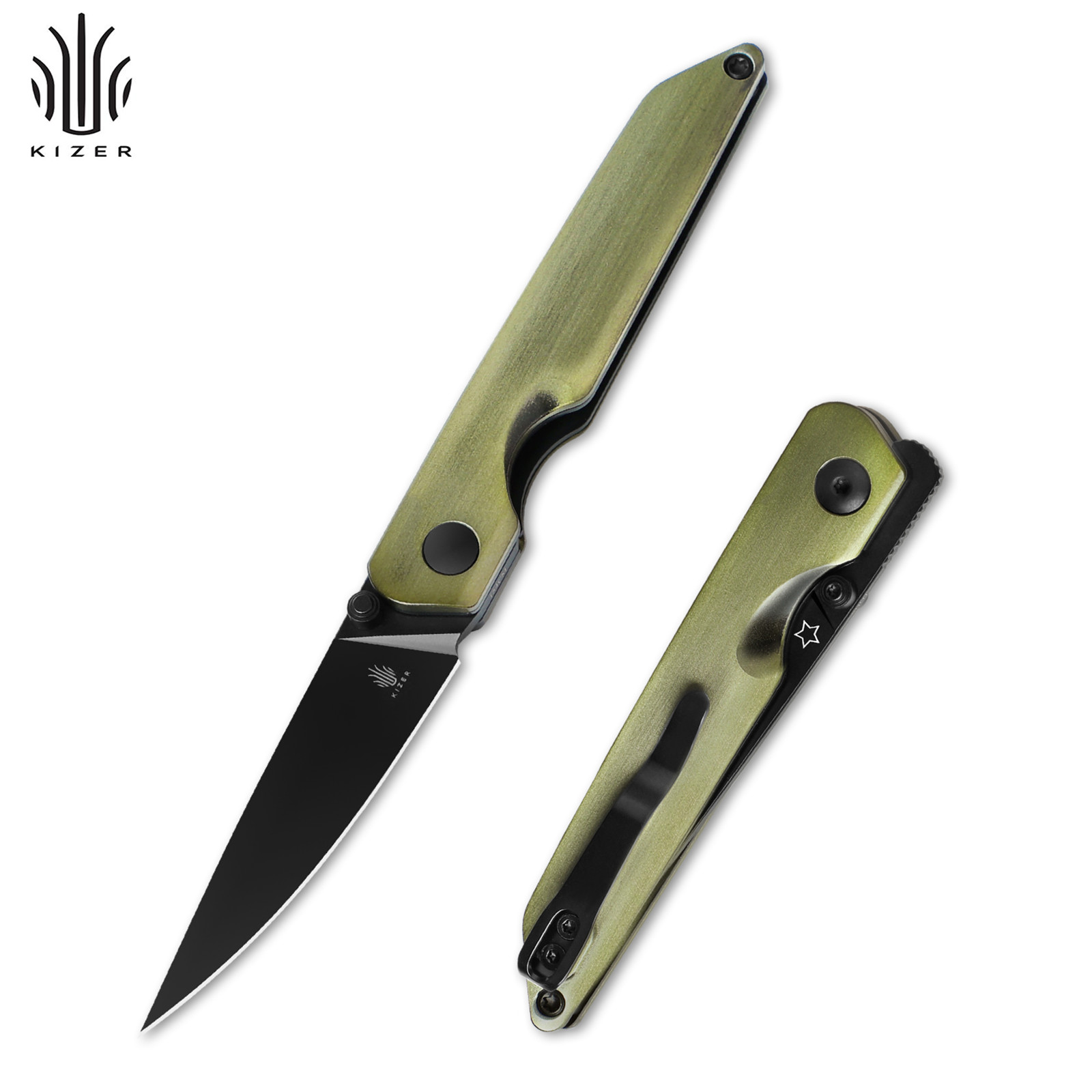 Kizer Shot Drop Point Folding Pocket Knife 154CM Blade Aluminium Handle V3677C2 Kizer Shot Drop Point Folding Pocket Knife 154CM Blade Aluminium Handle V3677C2